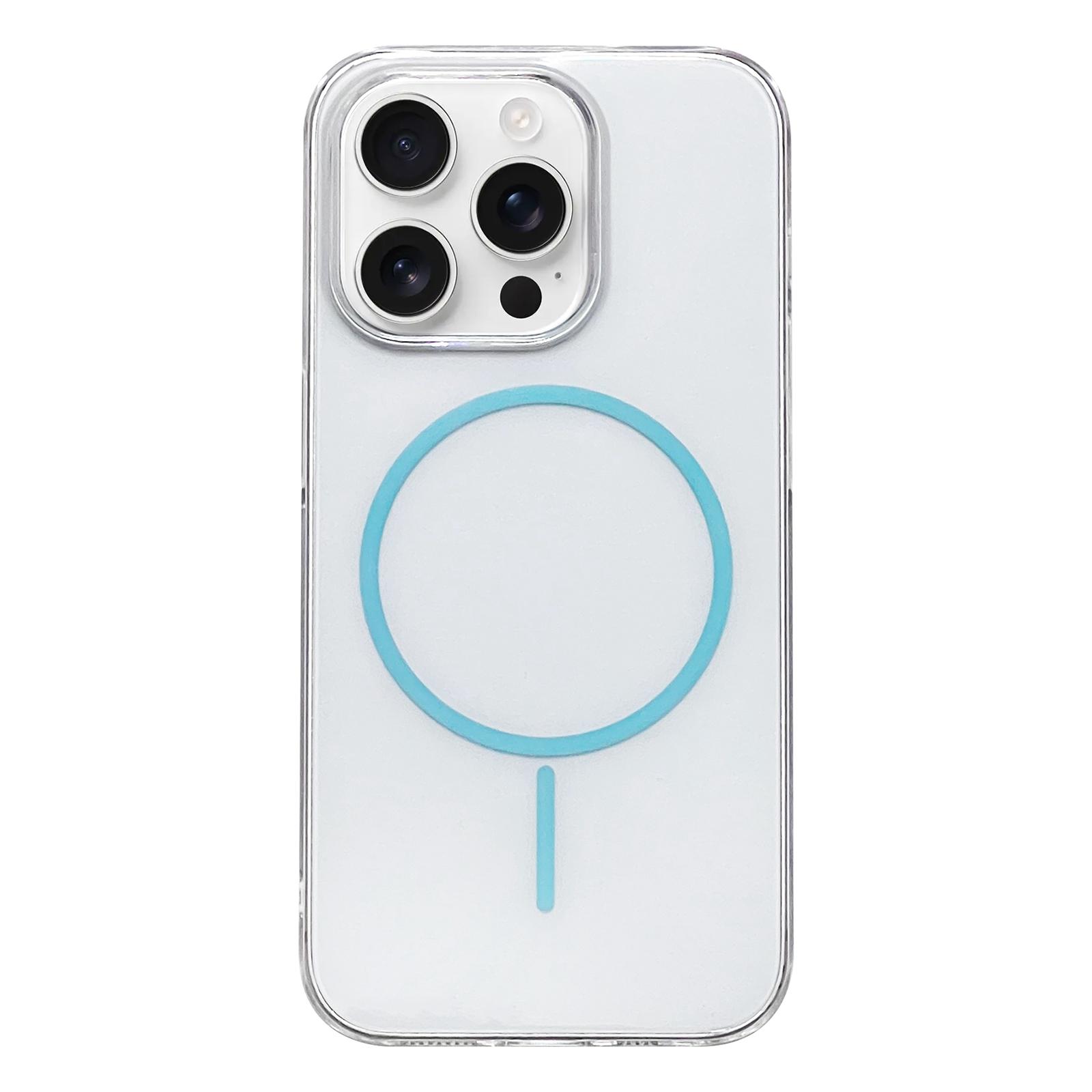 For iPhone 16 Pro Max Clear Color PC Thin Circle MagSafe Phone Case(Blue) - Shopkiz.com