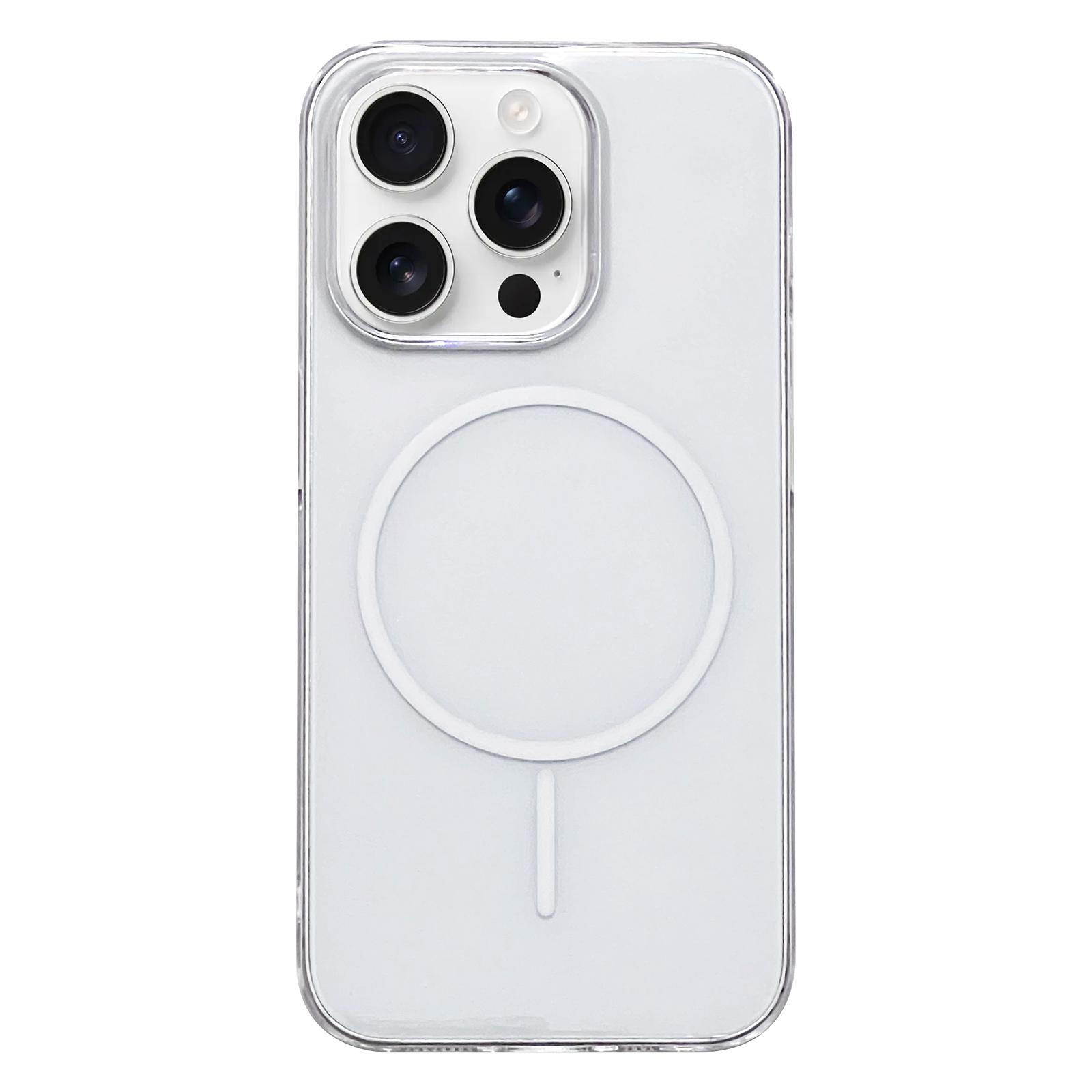 For iPhone 16 Pro Clear Color PC Thin Circle MagSafe Phone Case(White) - Shopkiz.com