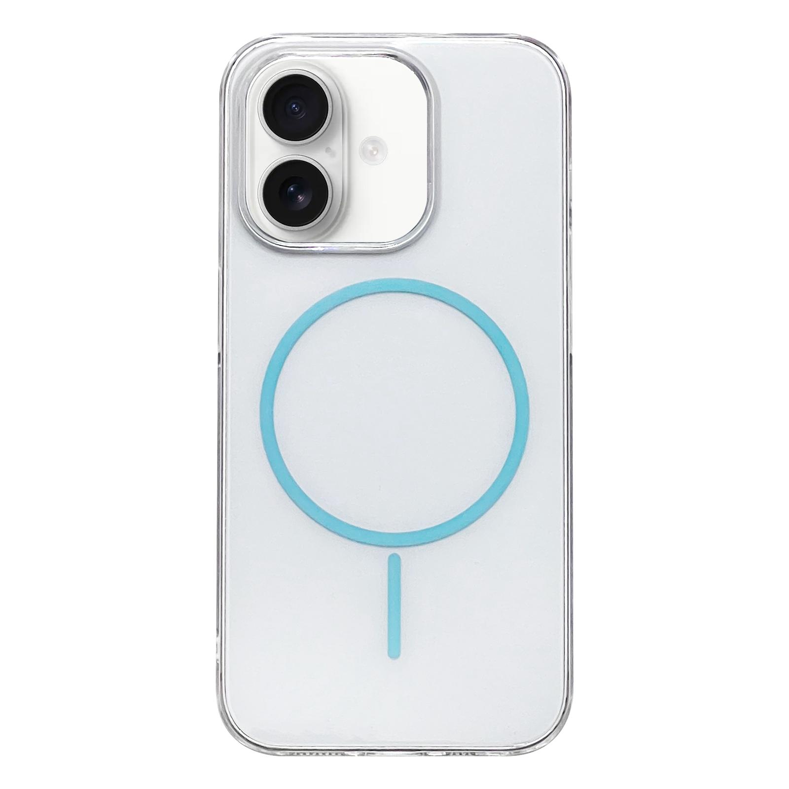 For iPhone 16 Plus Clear Color PC Thin Circle MagSafe Phone Case(Blue) - Shopkiz.com