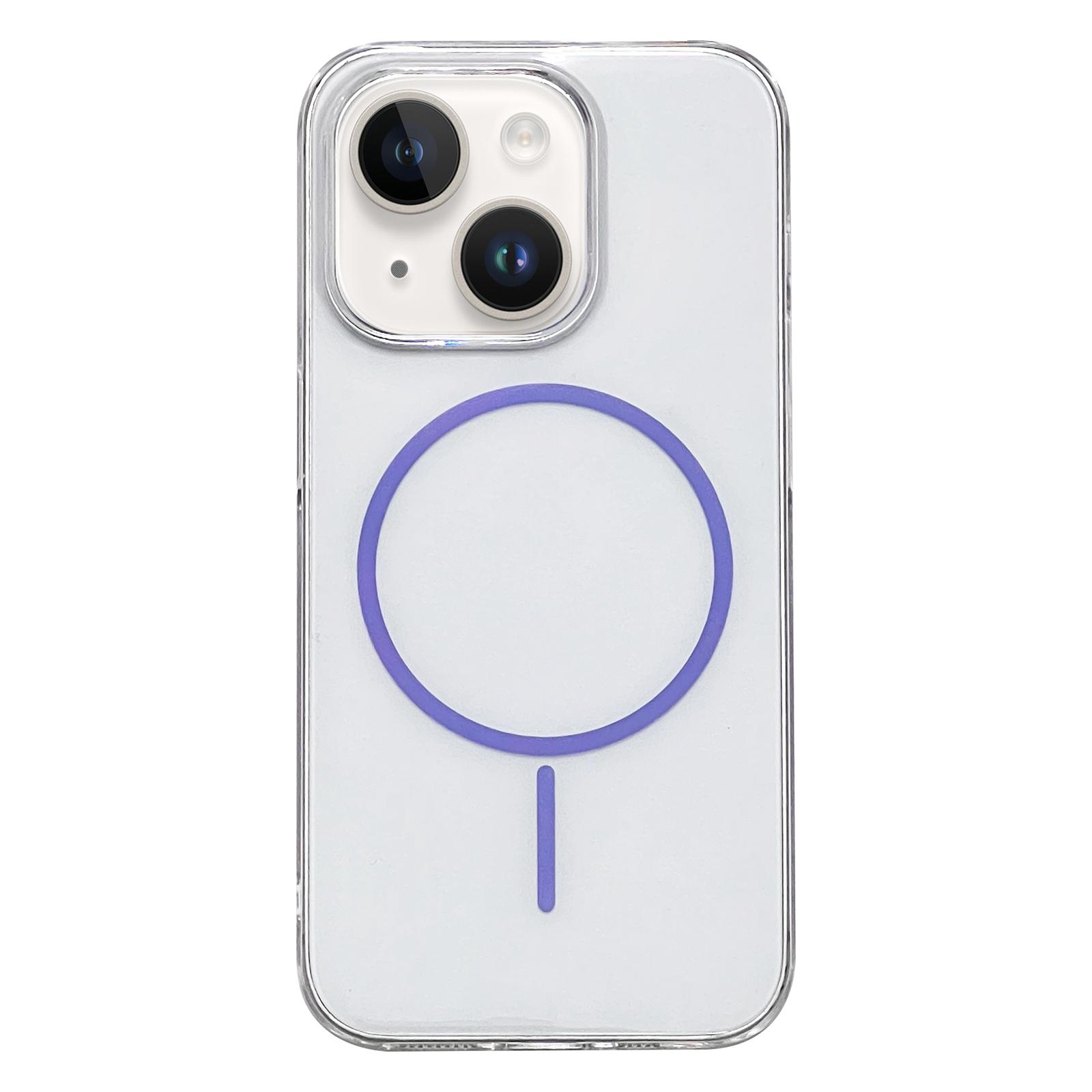 For iPhone 14 / 13 Clear Color PC Thin Circle MagSafe Phone Case(Purple) - Shopkiz.com