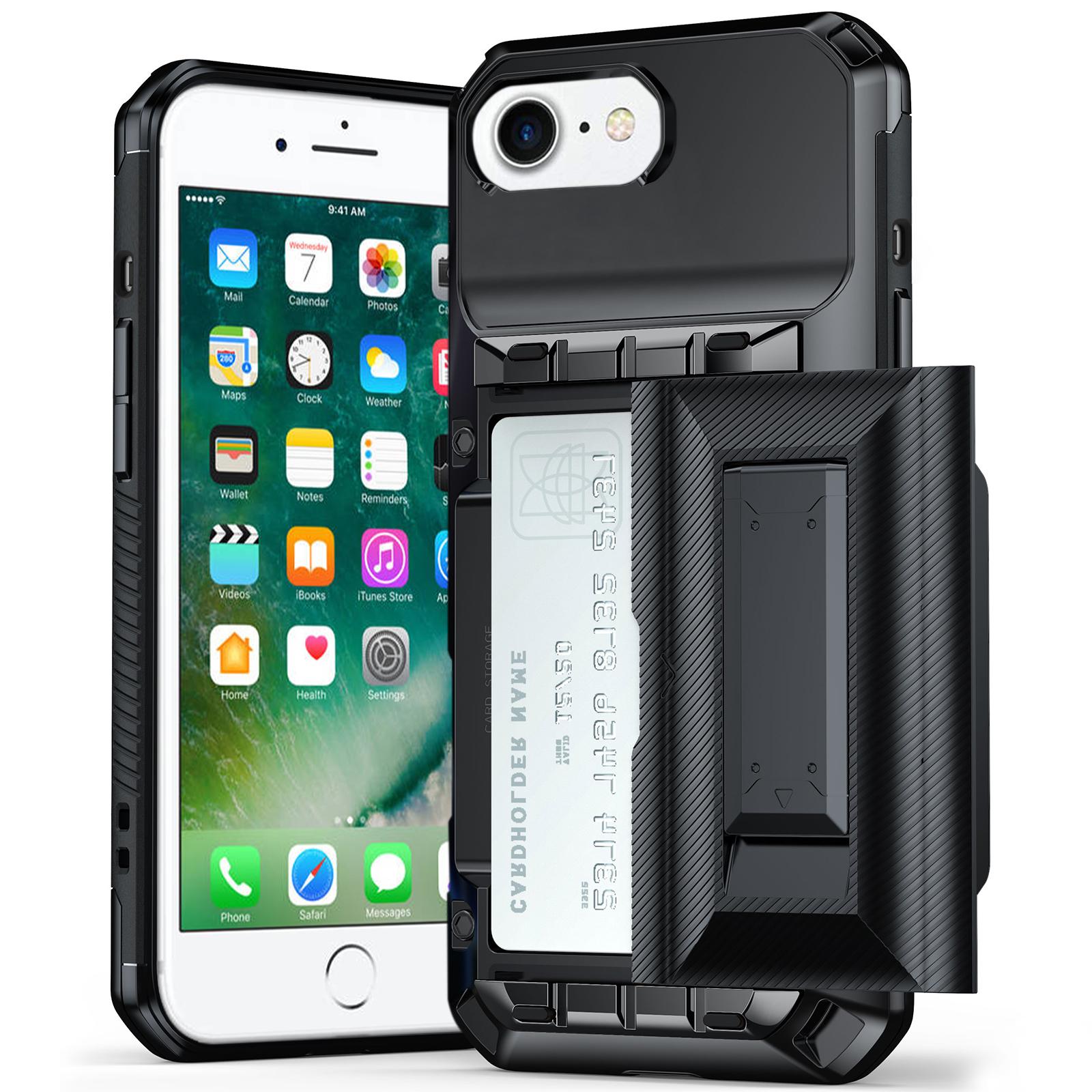 For iPhone 7 / 8 Card Slot PC Hybrid TPU Combo Phone Case(Dark Grey) - Shopkiz.com