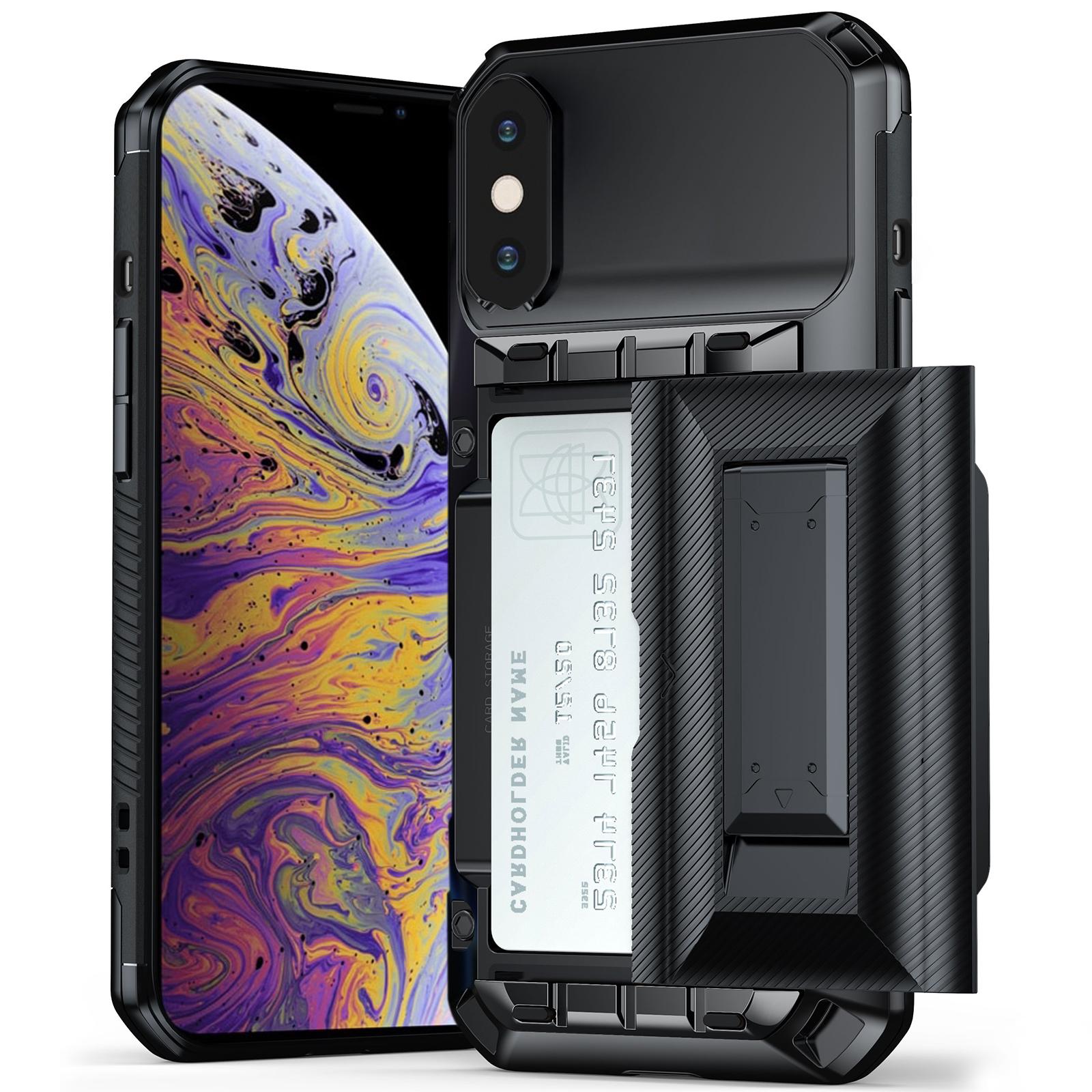 For iPhone XS Max Card Slot PC Hybrid TPU Combo Phone Case(Dark Grey) - Shopkiz.com