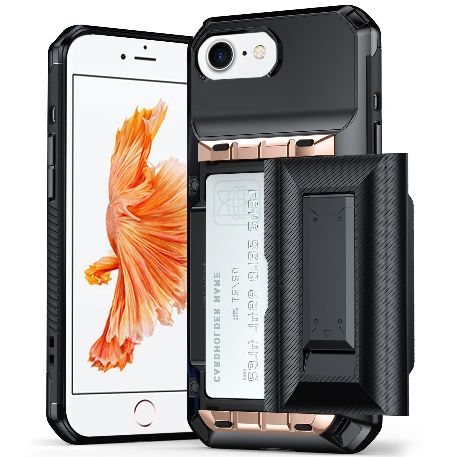 For iPhone 6 Plus / 6s Plus Card Slot PC Hybrid TPU Combo Phone Case(Gold) - Shopkiz.com