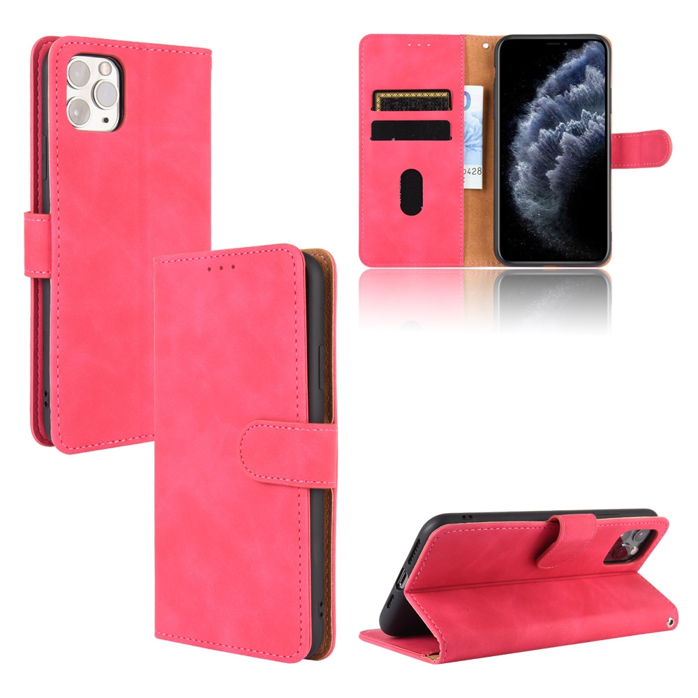 For iPhone 12 mini Solid Color Skin Feel Magnetic Buckle Horizontal Flip Calf Texture PU Leather Case with Holder & Card Slots & Wallet(Rose Gold) -