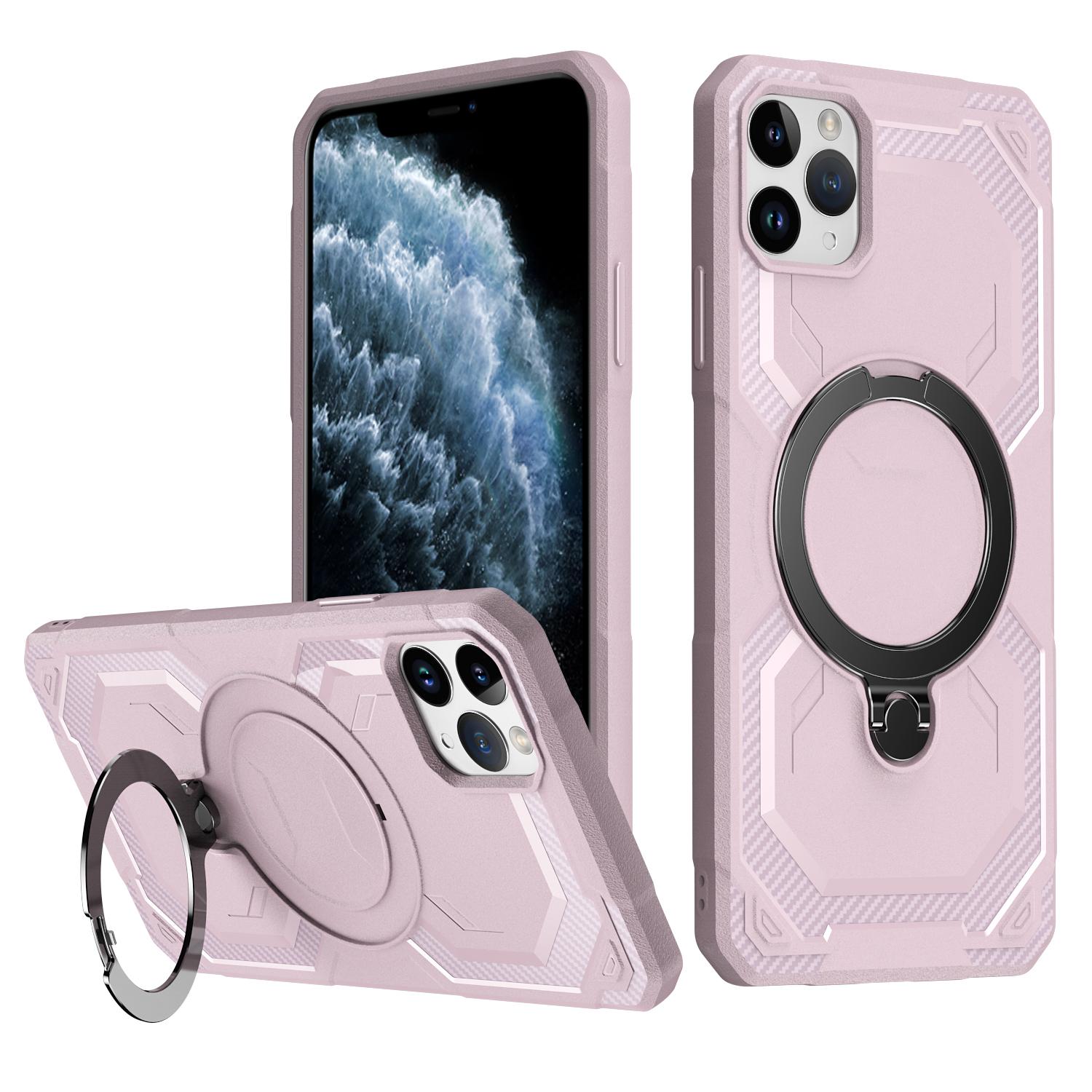 For iPhone 12 Pro Max Frosted MagSafe Holder Phone Case(Pink) - Shopkiz.com