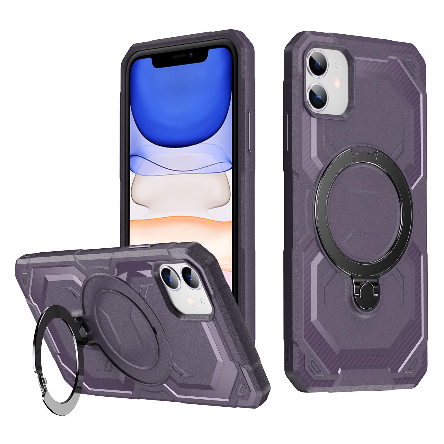 For iPhone 11 Frosted MagSafe Holder Phone Case(Purple) - Shopkiz.com