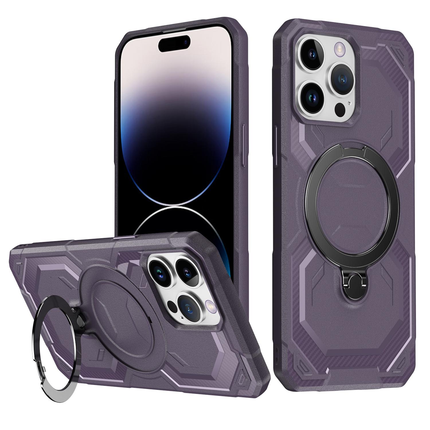 For iPhone 13 Pro Max Frosted MagSafe Holder Phone Case(Purple) - Shopkiz.com