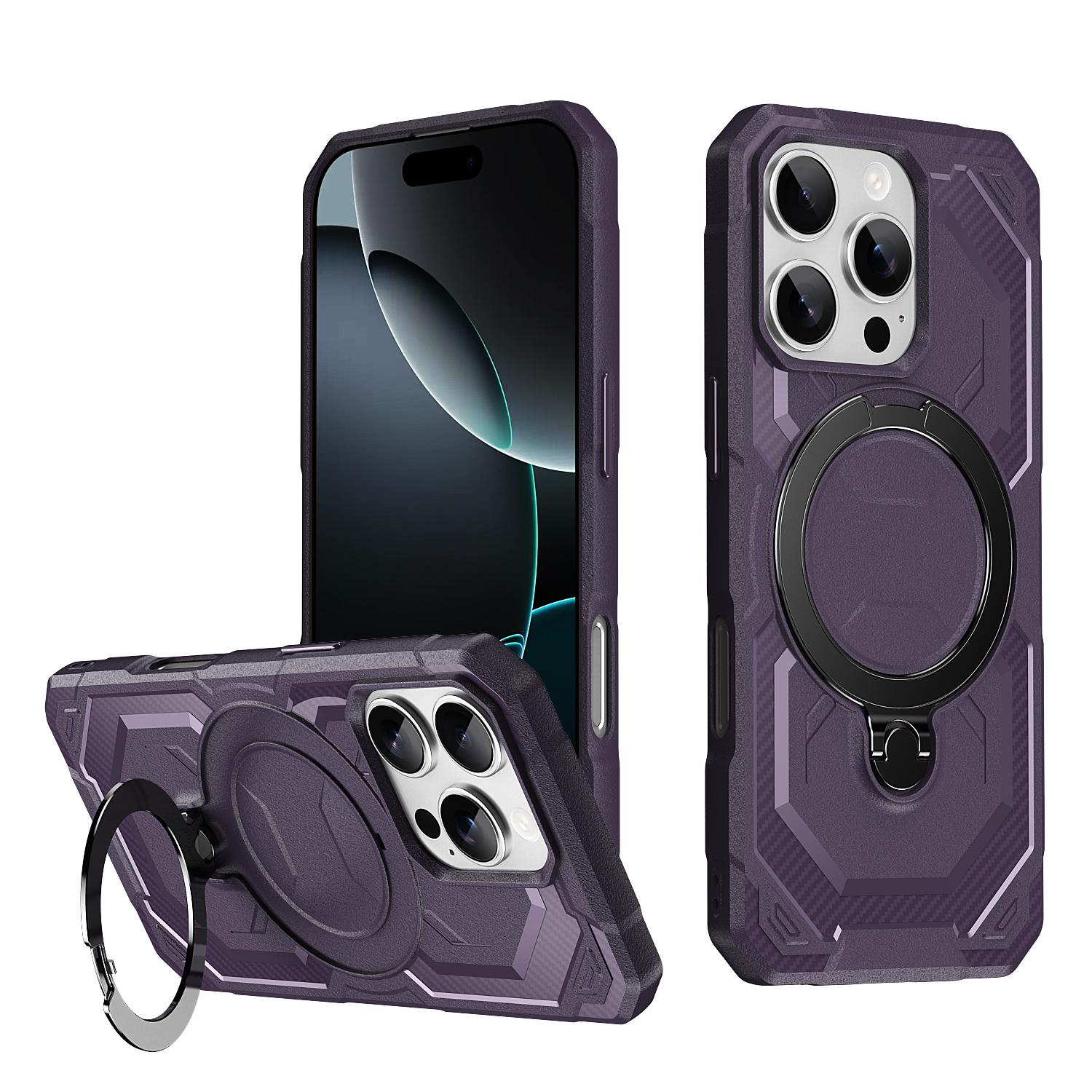 For iPhone 16 Pro Frosted MagSafe Holder Phone Case(Purple) - Shopkiz.com