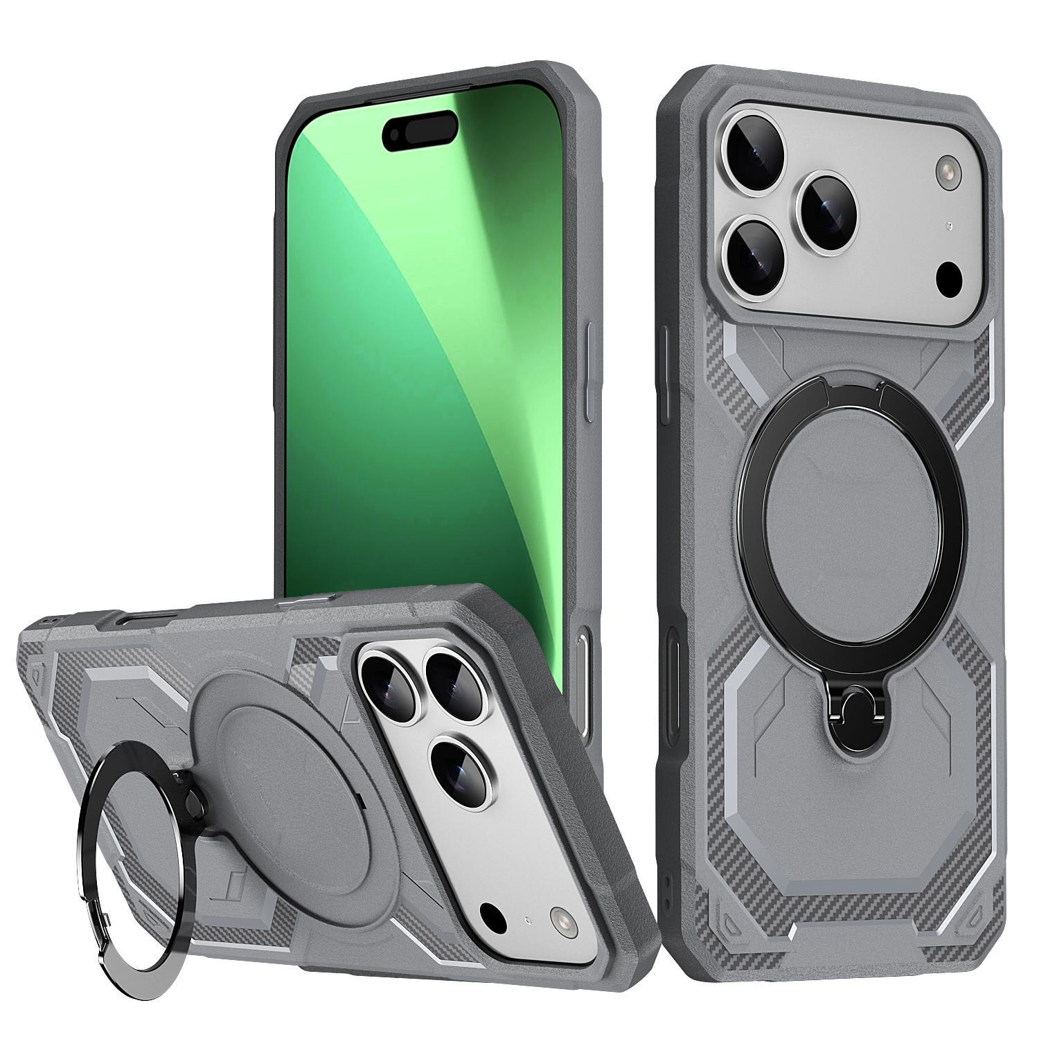 For iPhone 17 Pro Frosted MagSafe Holder Phone Case(Grey) - Shopkiz.com