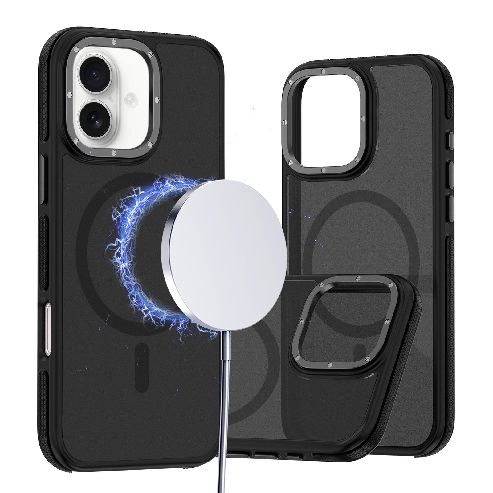 For iPhone 16 Dual-Color Skin Feel MagSafe Phone Case(Black) - Shopkiz.com