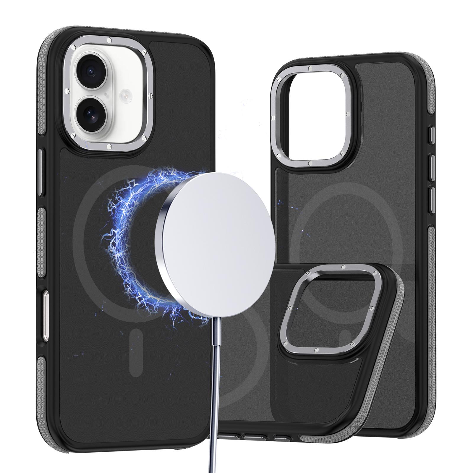 For iPhone 16 Dual-Color Skin Feel MagSafe Phone Case(Black Grey) - Shopkiz.com