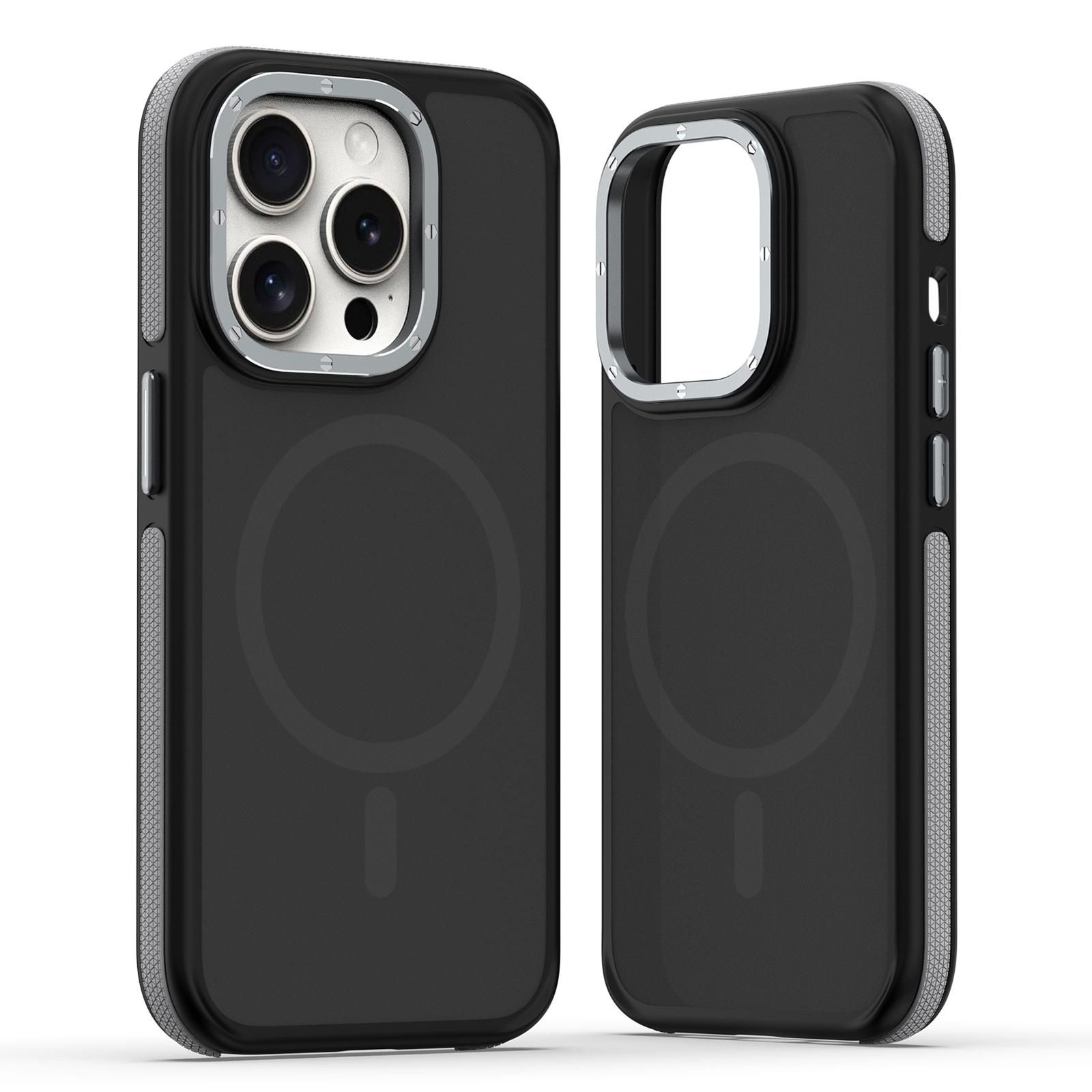 For iPhone 14 Pro Max Dual-Color Skin Feel MagSafe Phone Case(Black Grey) - Shopkiz.com