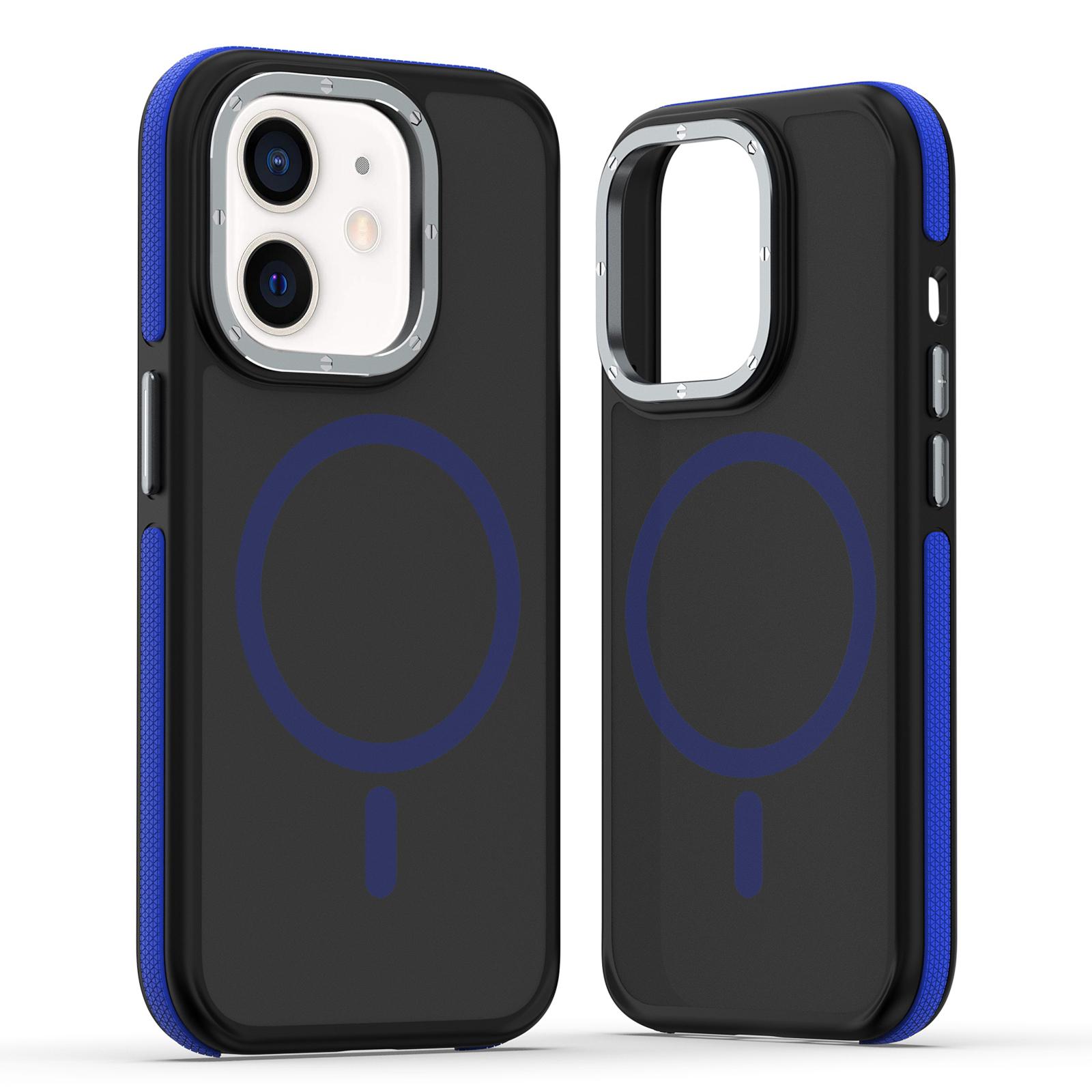 For iPhone 11 Dual-Color Skin Feel MagSafe Phone Case(Black Blue) - Shopkiz.com