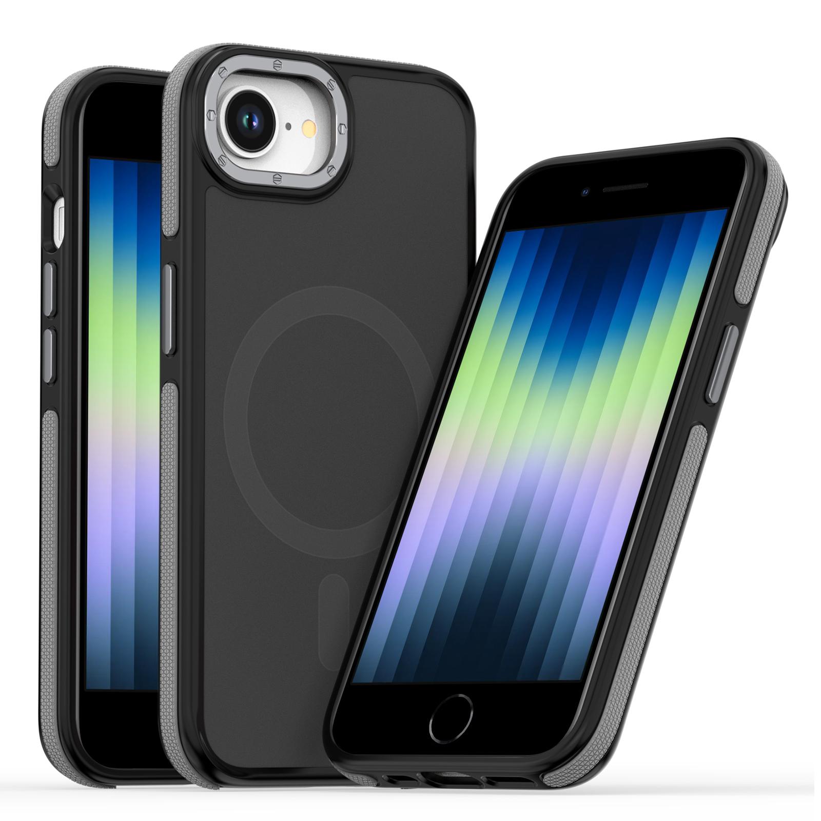 For iPhone 17e / 16e Dual-Color Skin Feel MagSafe Phone Case(Black Grey) - Shopkiz.com