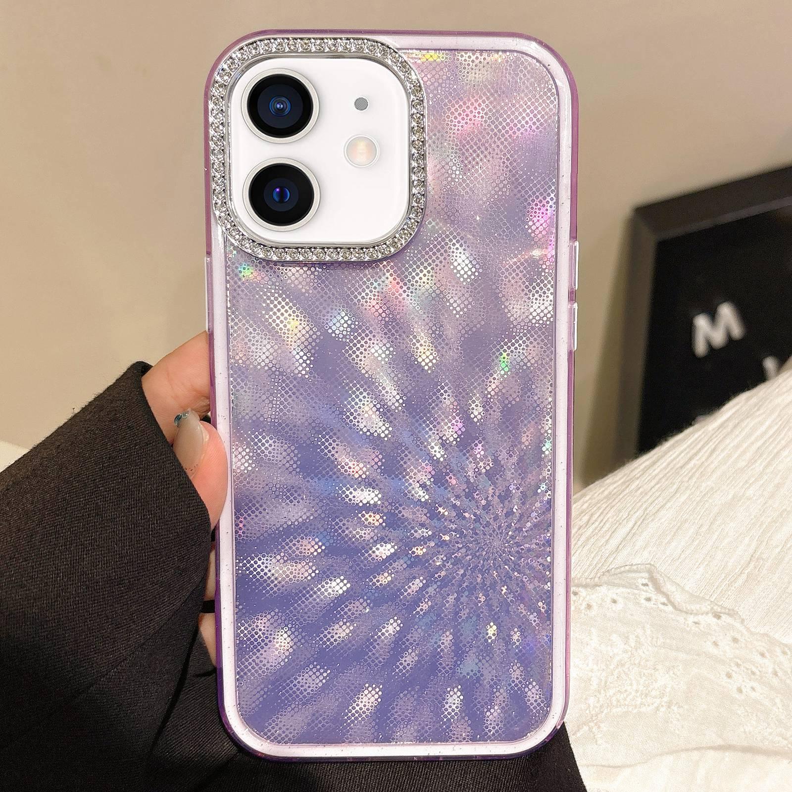 For iPhone 11 Diamond Lens Frame Glare PC Hybrid TPU Phone Case(Dark Purple) - Shopkiz.com