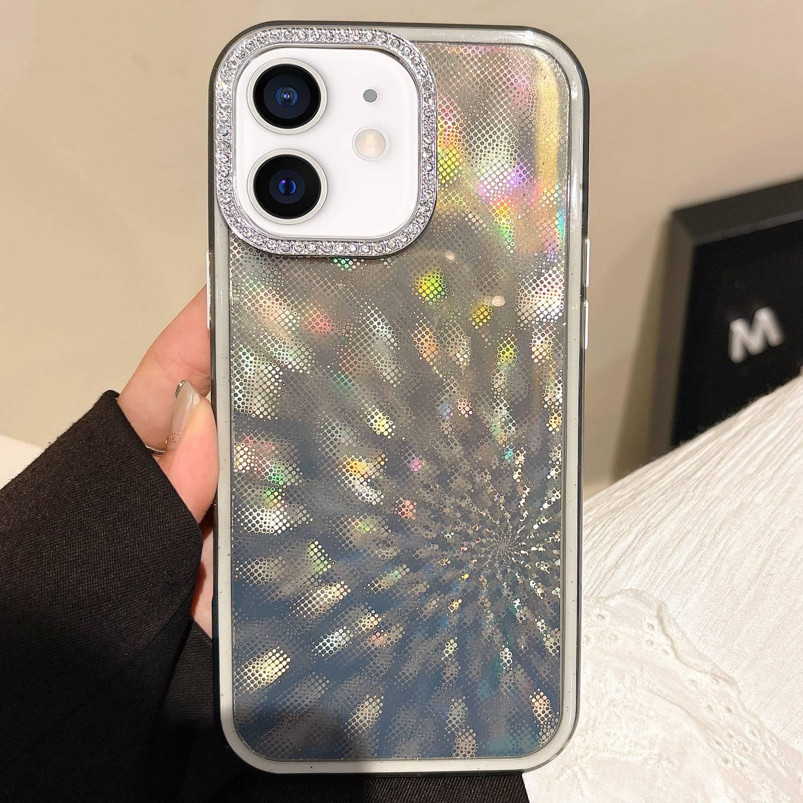 For iPhone 11 Diamond Lens Frame Glare PC Hybrid TPU Phone Case(Black) - Shopkiz.com