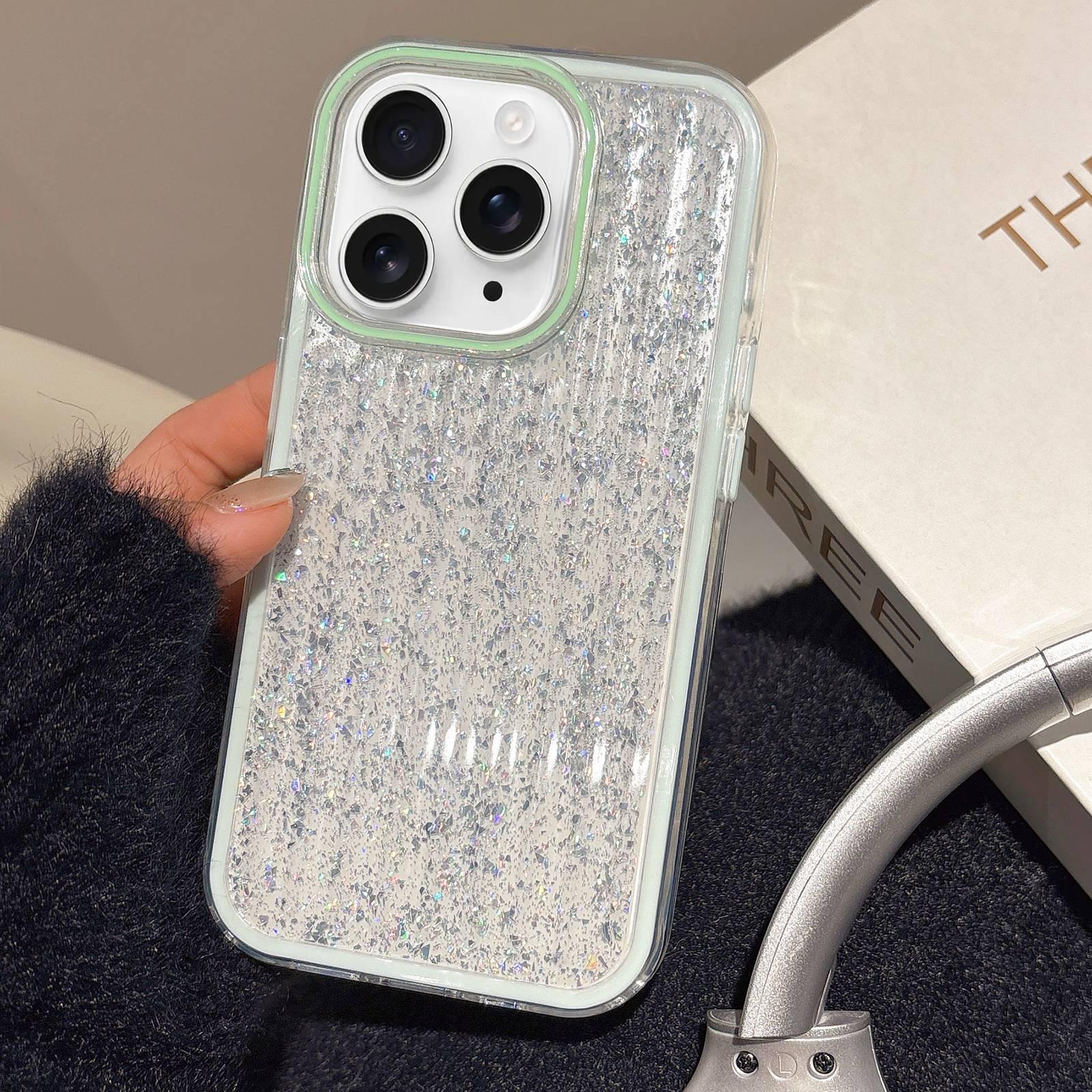 For iPhone 11 Pro Max Glitter Corrugated PC Hybrid TPU Phone Case(Green) - Shopkiz.com