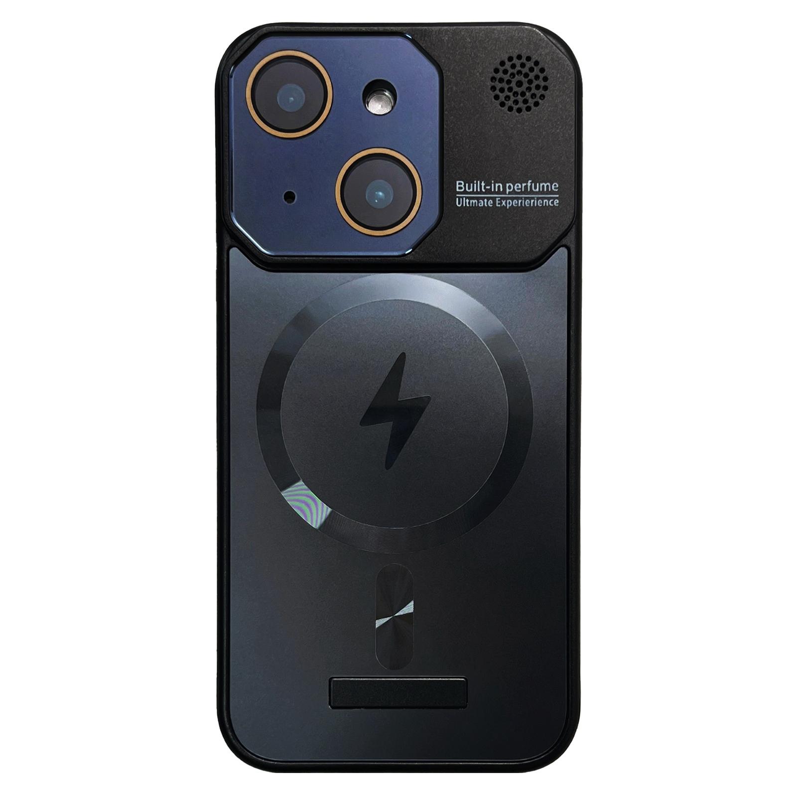 For iPhone 15 Plus Frameless Aromatherapy MagSafe Magnetic PC Phone Case(Black) - Shopkiz.com