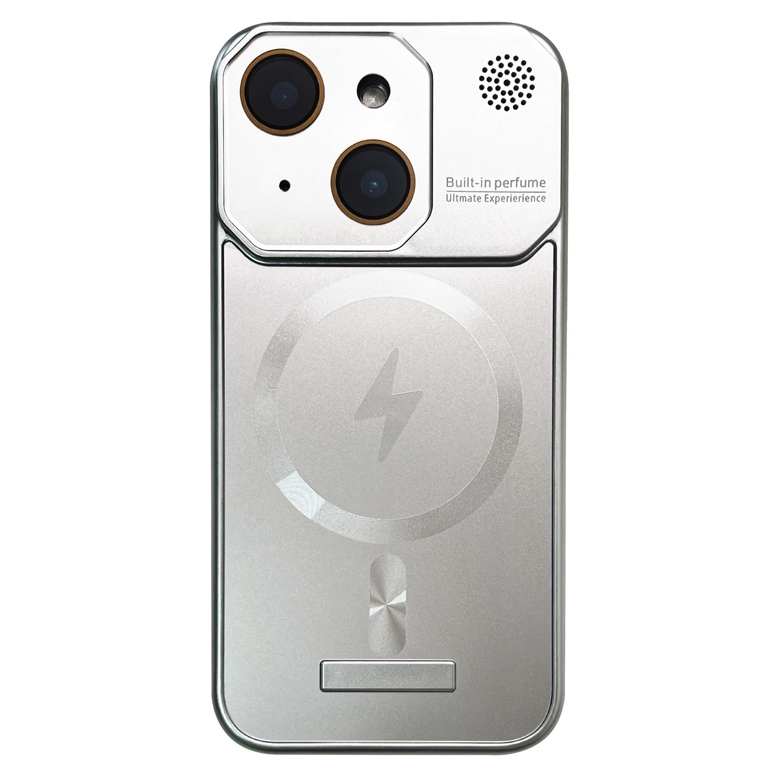 For iPhone 14 Frameless Aromatherapy MagSafe Magnetic PC Phone Case(Titanium Silver) - Shopkiz.com