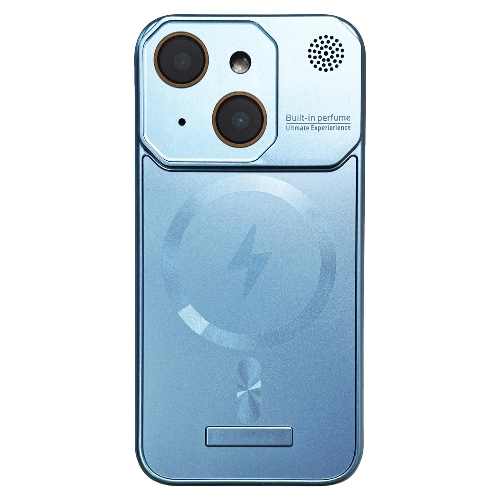 For iPhone 14 Frameless Aromatherapy MagSafe Magnetic PC Phone Case(Blue) - Shopkiz.com