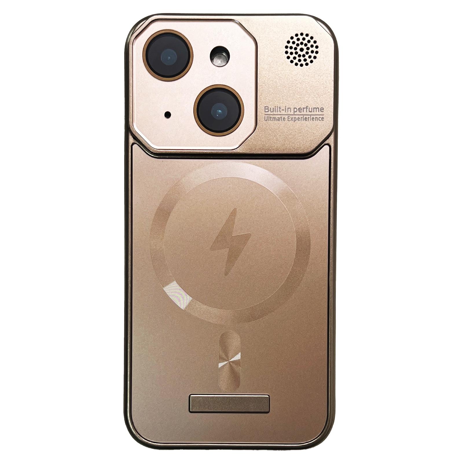 For iPhone 13 Frameless Aromatherapy MagSafe Magnetic PC Phone Case(Gold) - Shopkiz.com