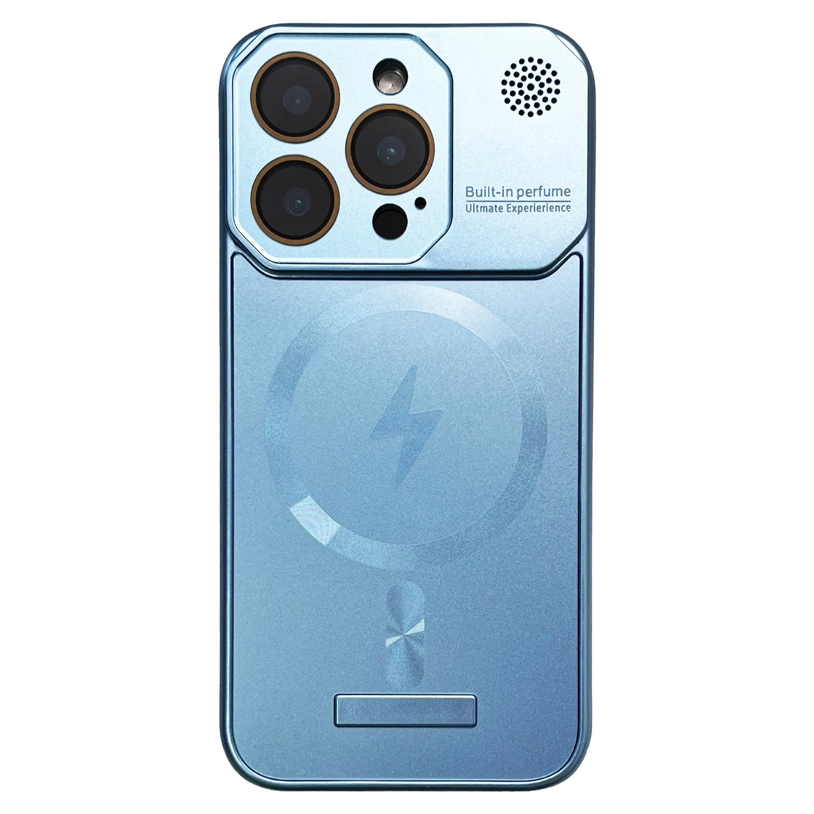 For iPhone 12 Pro Max Frameless Aromatherapy MagSafe Magnetic PC Phone Case(Blue) - Shopkiz.com