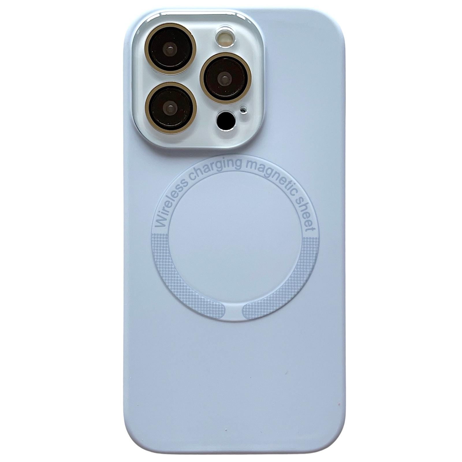 For iPhone 12 Pro Max Small Window Acrylic Glass Lens MagSafe Silicone Phone Case(Sierra Blue) - Shopkiz.com