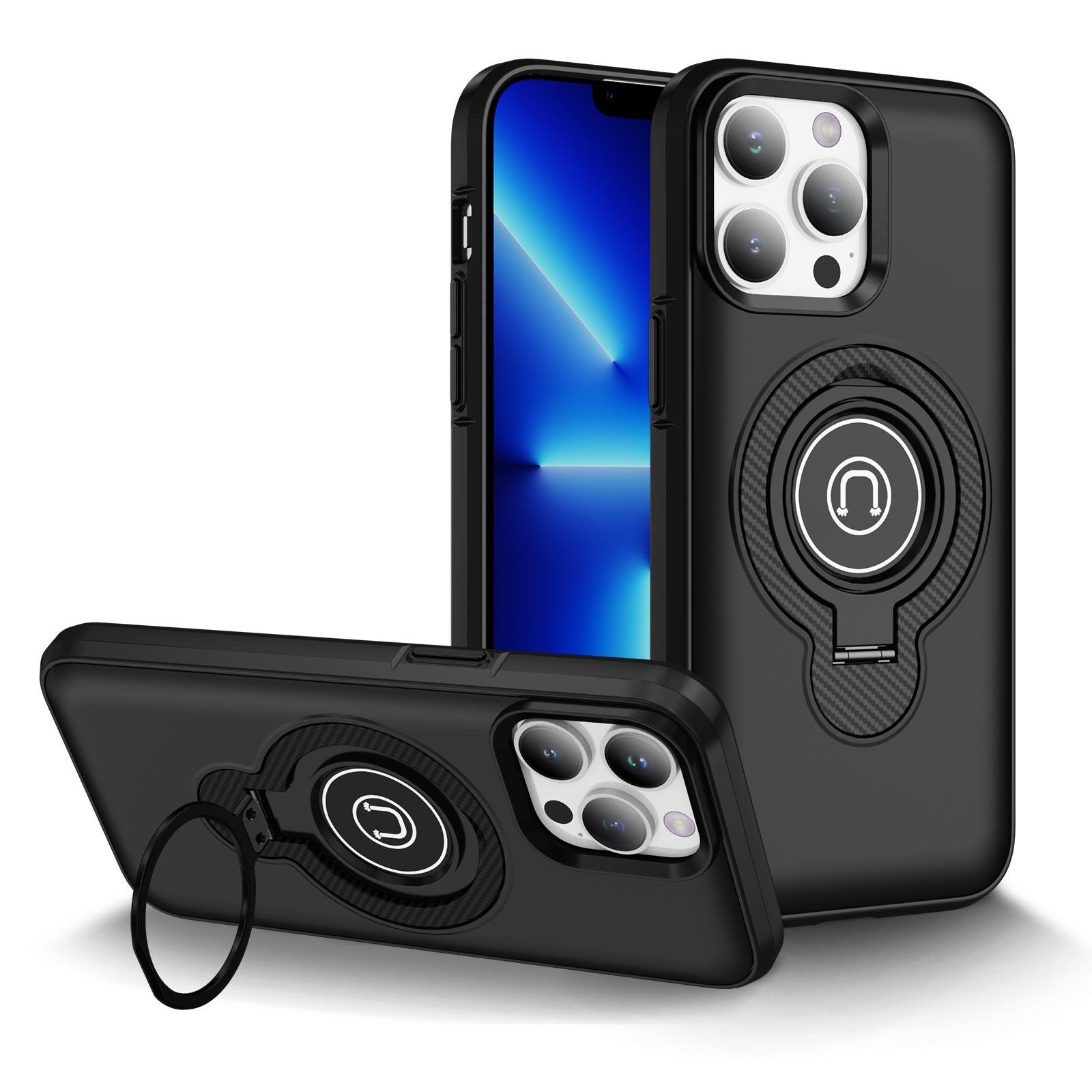 For iPhone 13 Pro Max Ring Holder Magnetic Phone Case(Black) - Shopkiz.com