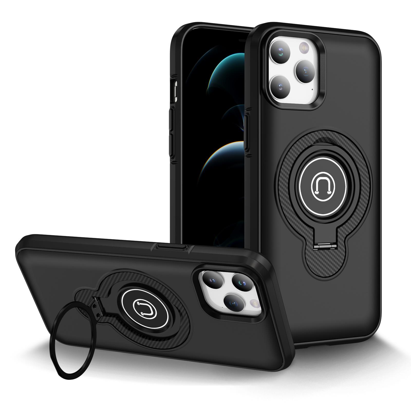 For iPhone 12 Pro Ring Holder Magnetic Phone Case(Black) - Shopkiz.com