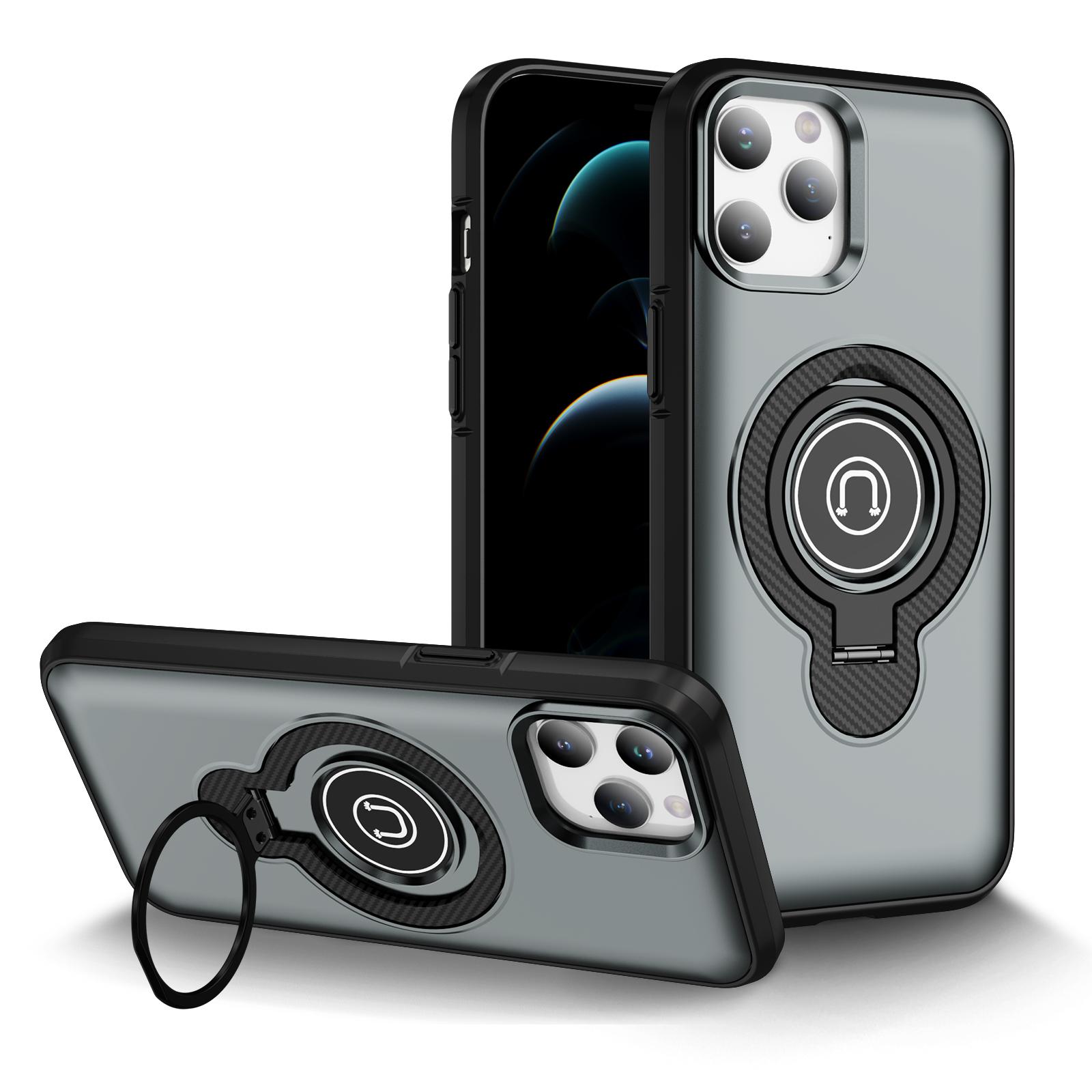 For iPhone 12 Pro Ring Holder Magnetic Phone Case(Grey) - Shopkiz.com