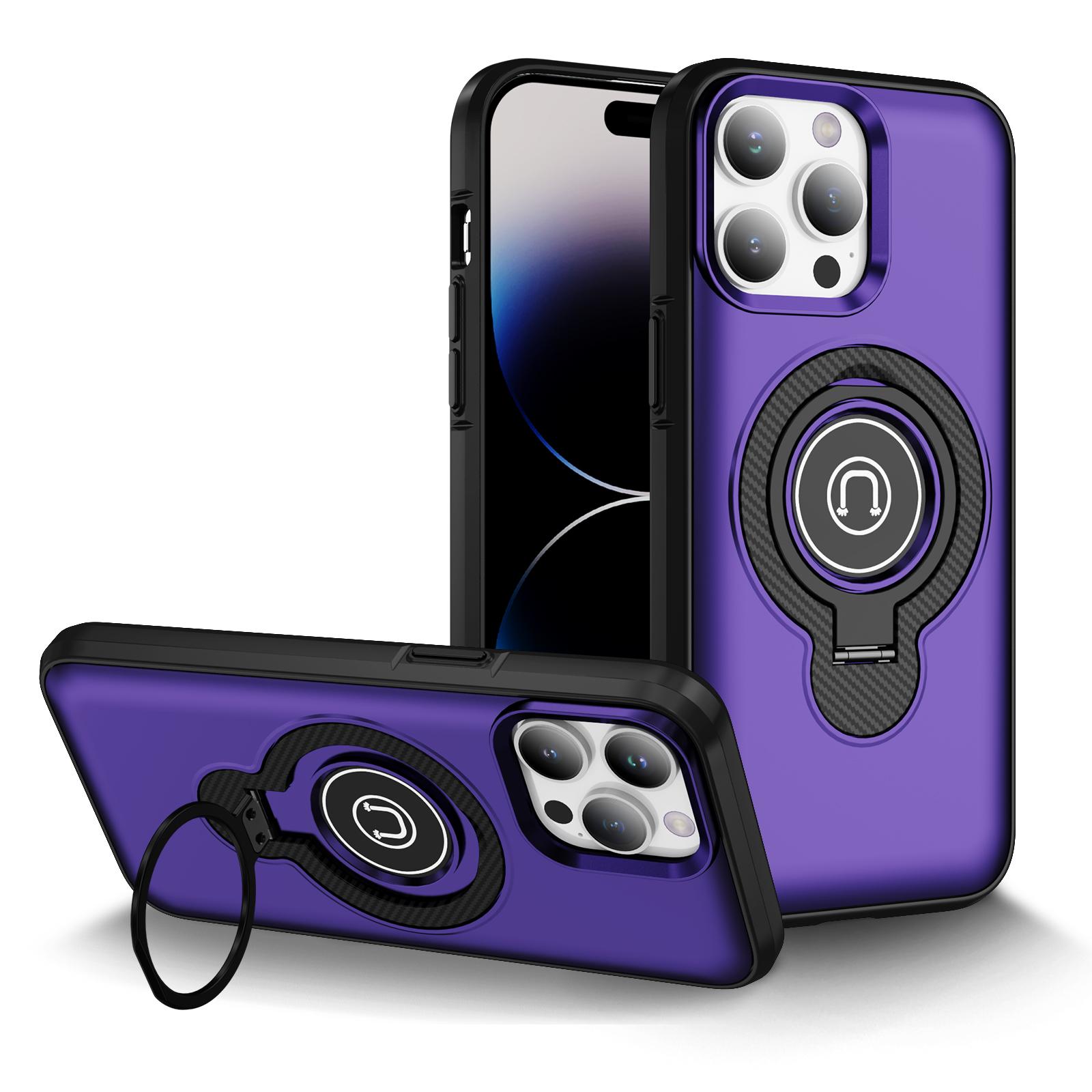 For iPhone 14 Pro Ring Holder Magnetic Phone Case(Purple) - Shopkiz.com
