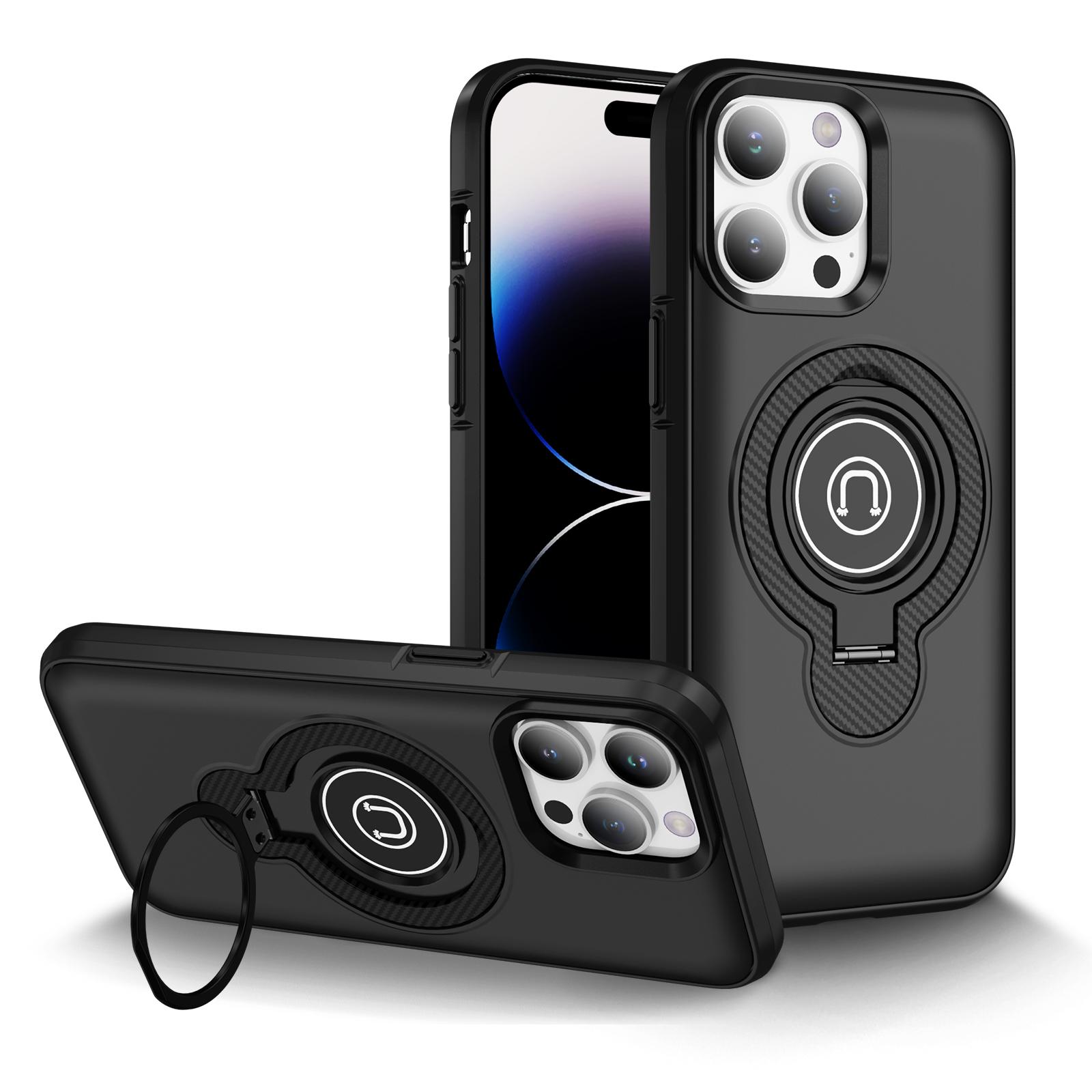 For iPhone 14 Pro Max Ring Holder Magnetic Phone Case(Black) - Shopkiz.com
