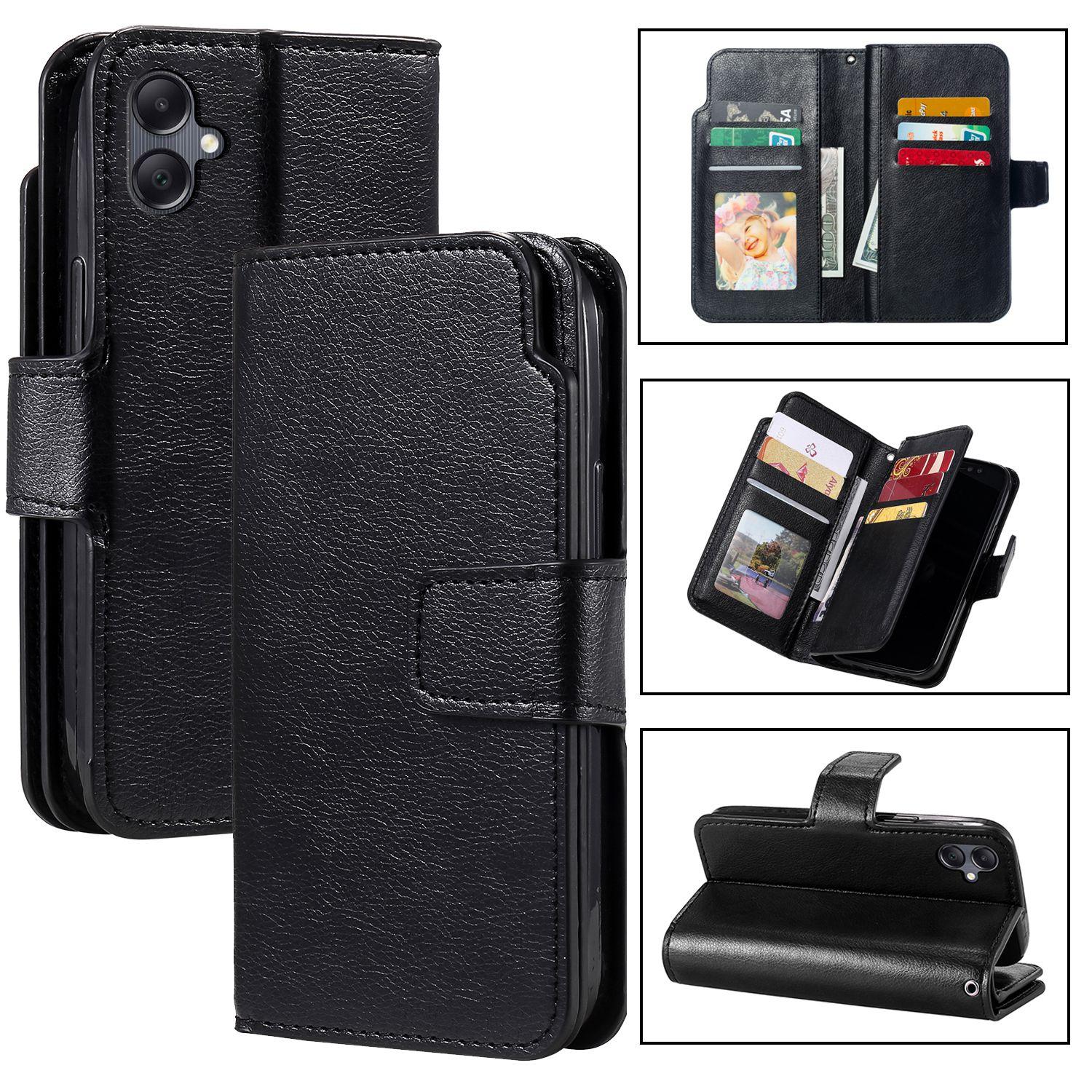 For Galaxy A08 / A07 4G / 5G Tri-Fold 9-Card Wallets Leather Phone Case(Black) - Shopkiz.com