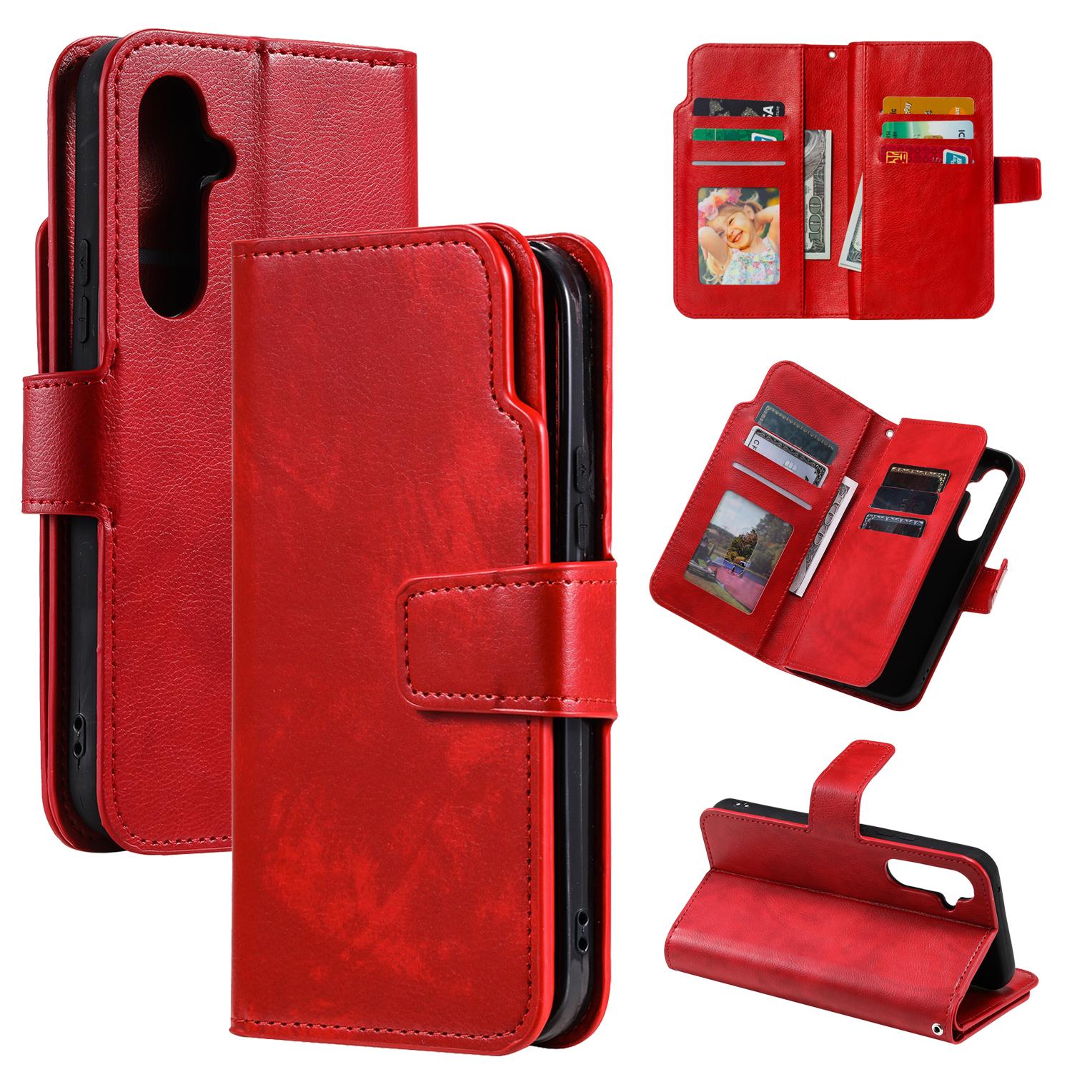 For Galaxy S25 FE 5G Tri-Fold 9-Card Wallets Leather Phone Case(Red) - Shopkiz.com