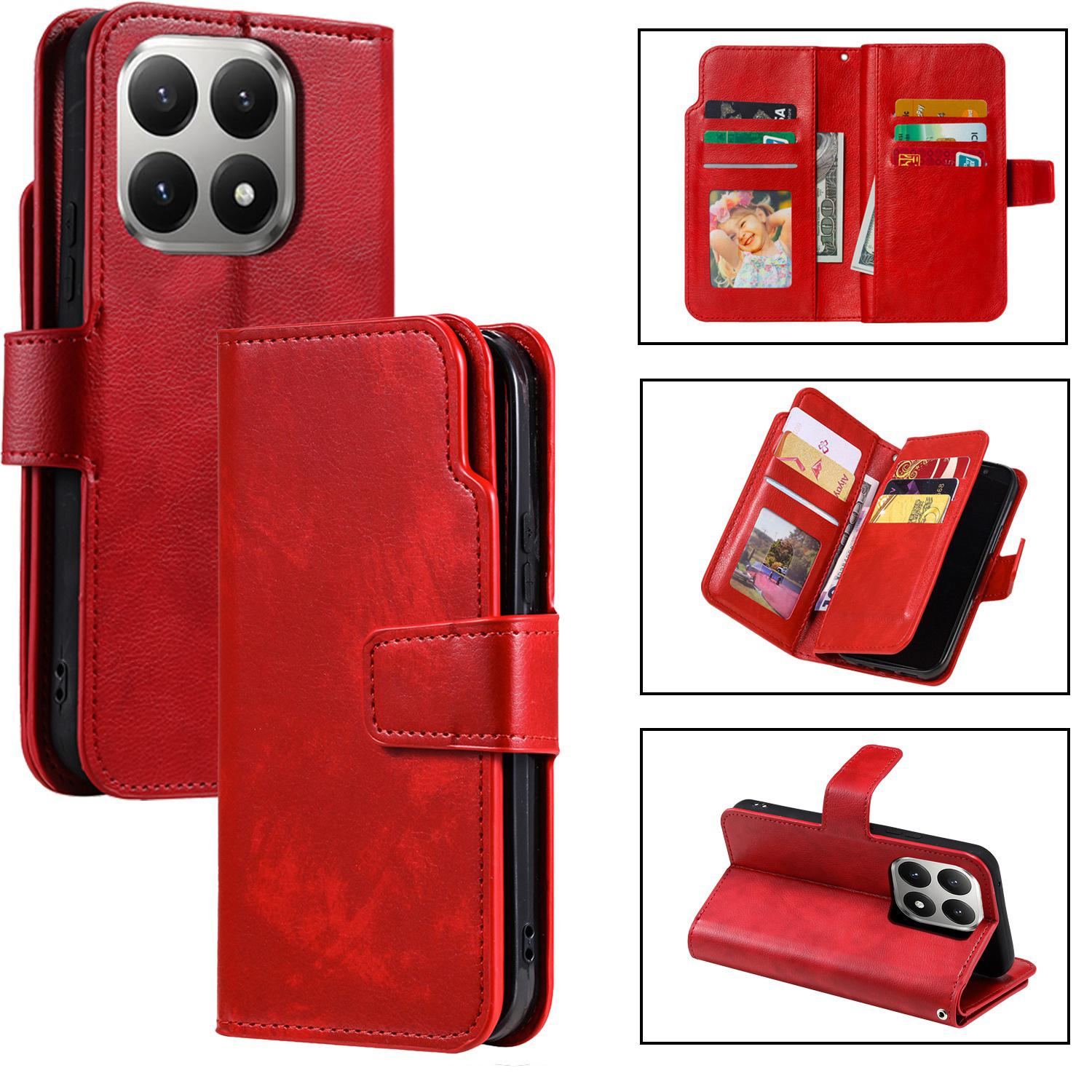 For Xiaomi 15T 5G Tri-Fold 9-Card Wallets Leather Phone Case(Red) - Shopkiz.com
