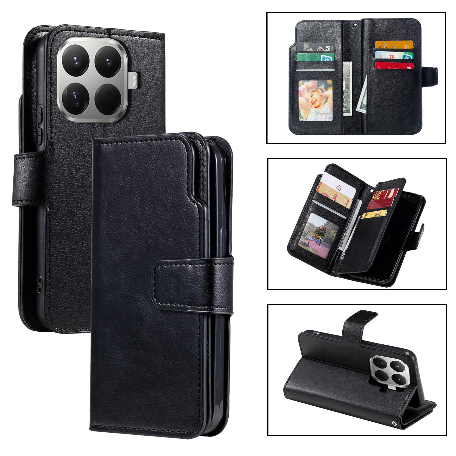 For Xiaomi 15T Pro 5G Tri-Fold 9-Card Wallets Leather Phone Case(Black) - Shopkiz.com