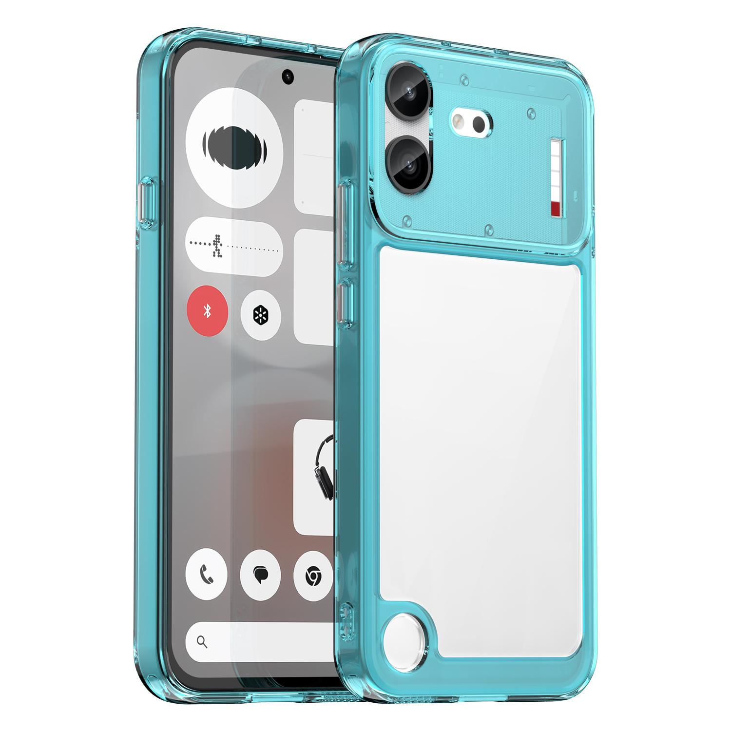 For Nothing Phone 4b Colorful Series Acrylic Hybrid TPU Phone Case(Transparent Blue) - Shopkiz.com