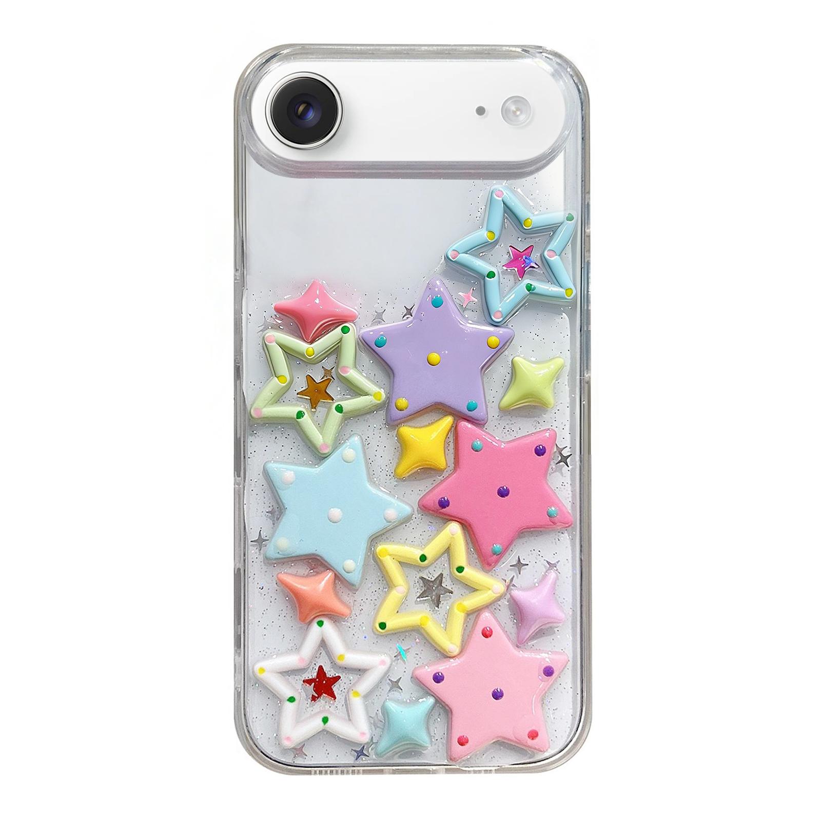 For iPhone Air Epoxy Acrylic Hybrid TPU Phone Case(Colorful Stars) - Shopkiz.com