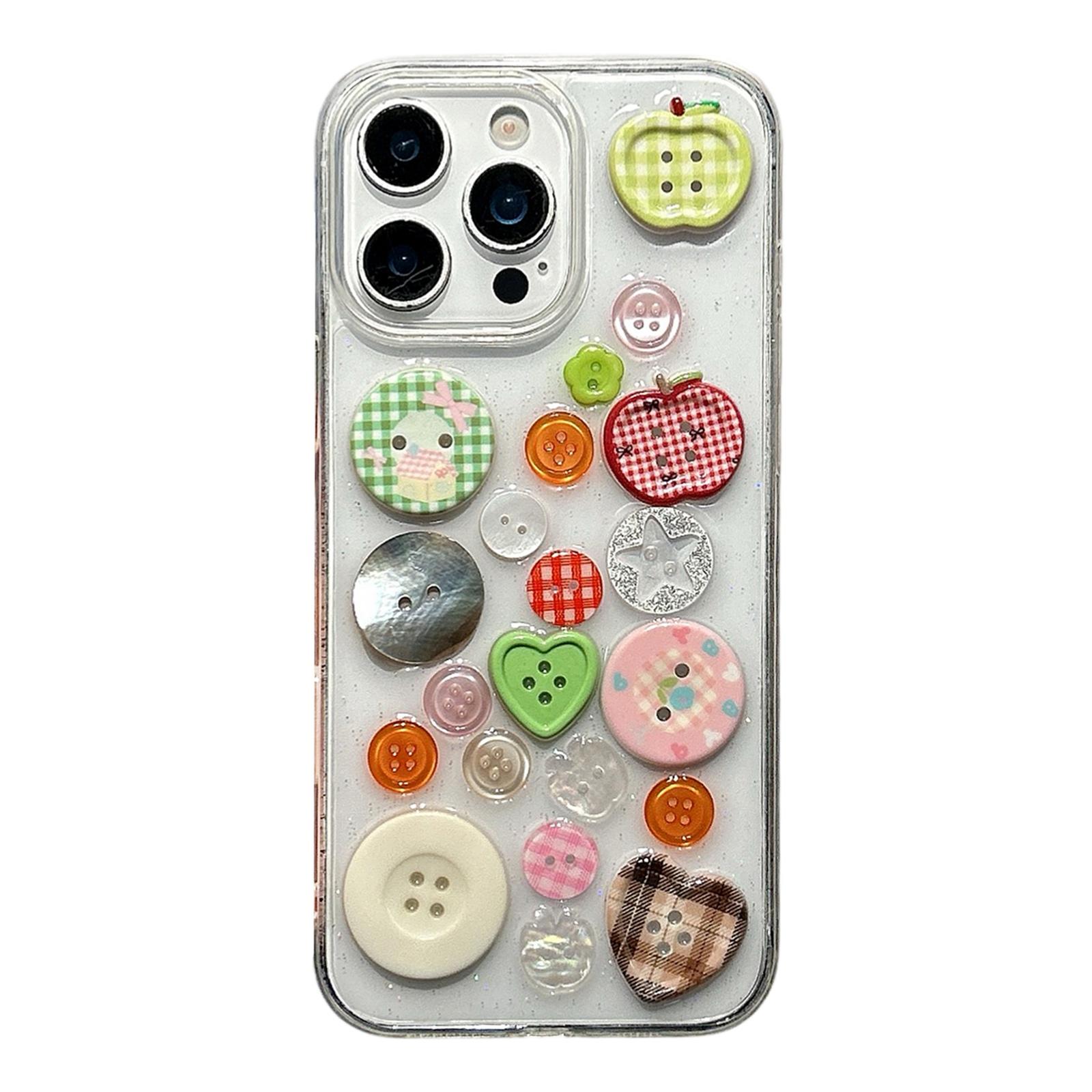 For iPhone 12 Pro Epoxy Acrylic Hybrid TPU Phone Case(Colored Buttons) - Shopkiz.com