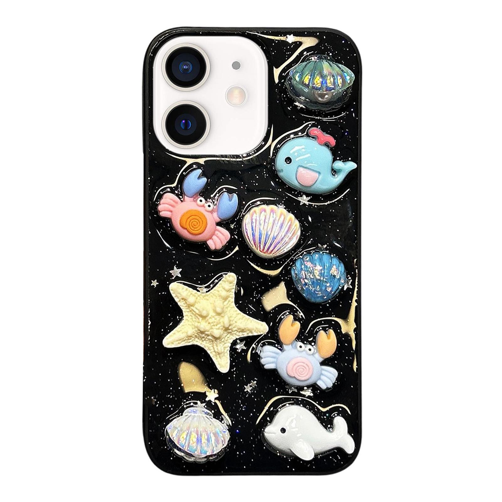 For iPhone 12 Epoxy Acrylic Hybrid TPU Phone Case(Ocean Shell Crab) - Shopkiz.com