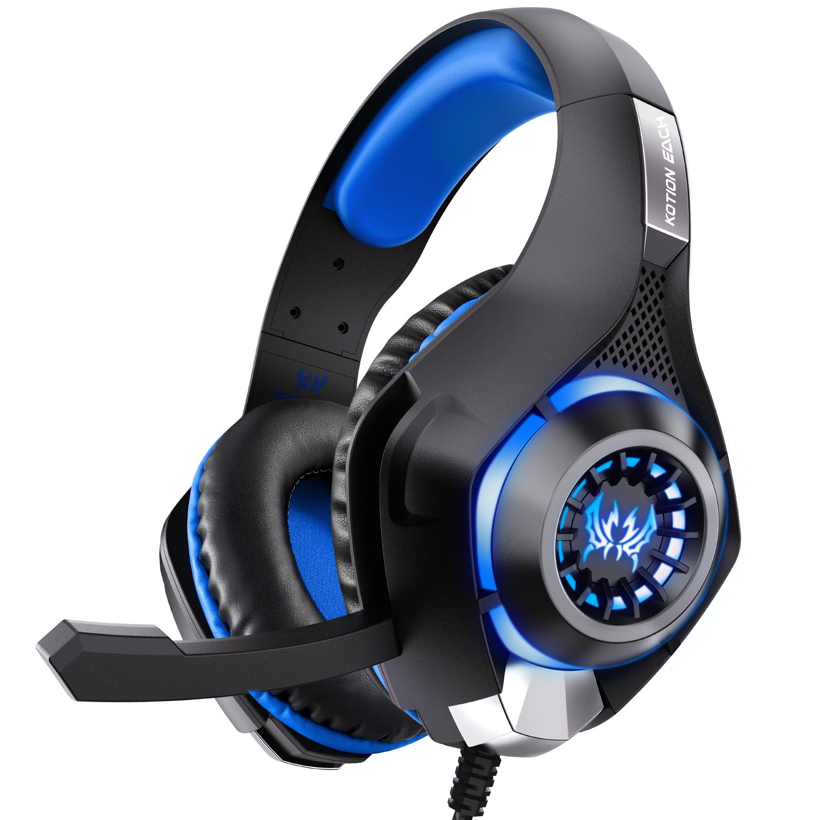 KOTION EACH GS400 Omni-directional Mic Gaming Headset, Length: About 1.9m(Black Blue) - Shopkiz.com