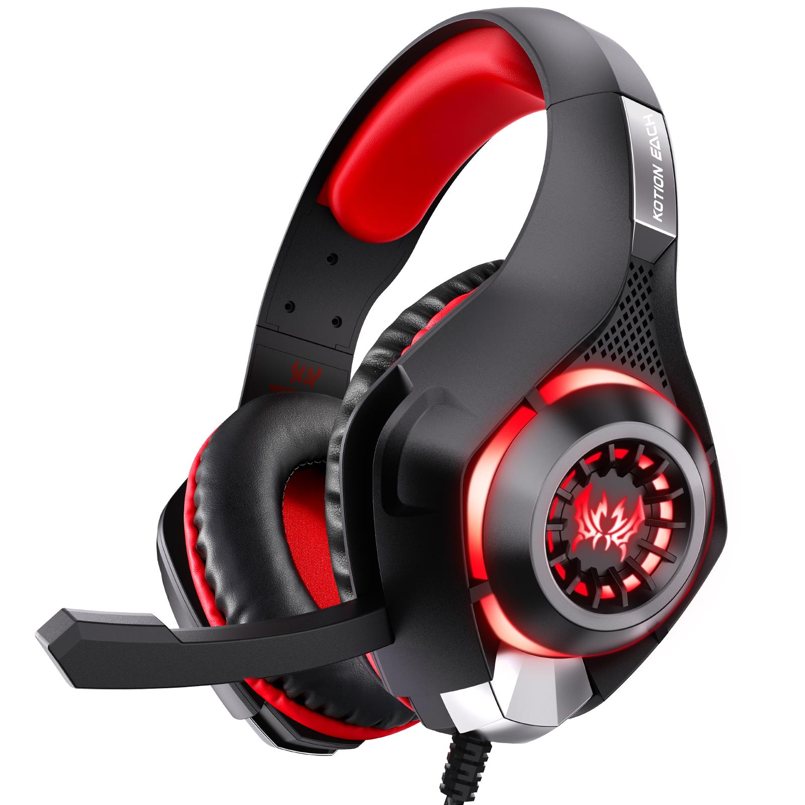 KOTION EACH GS400 Omni-directional Mic Gaming Headset, Length: About 1.9m(Black Red) - Shopkiz.com