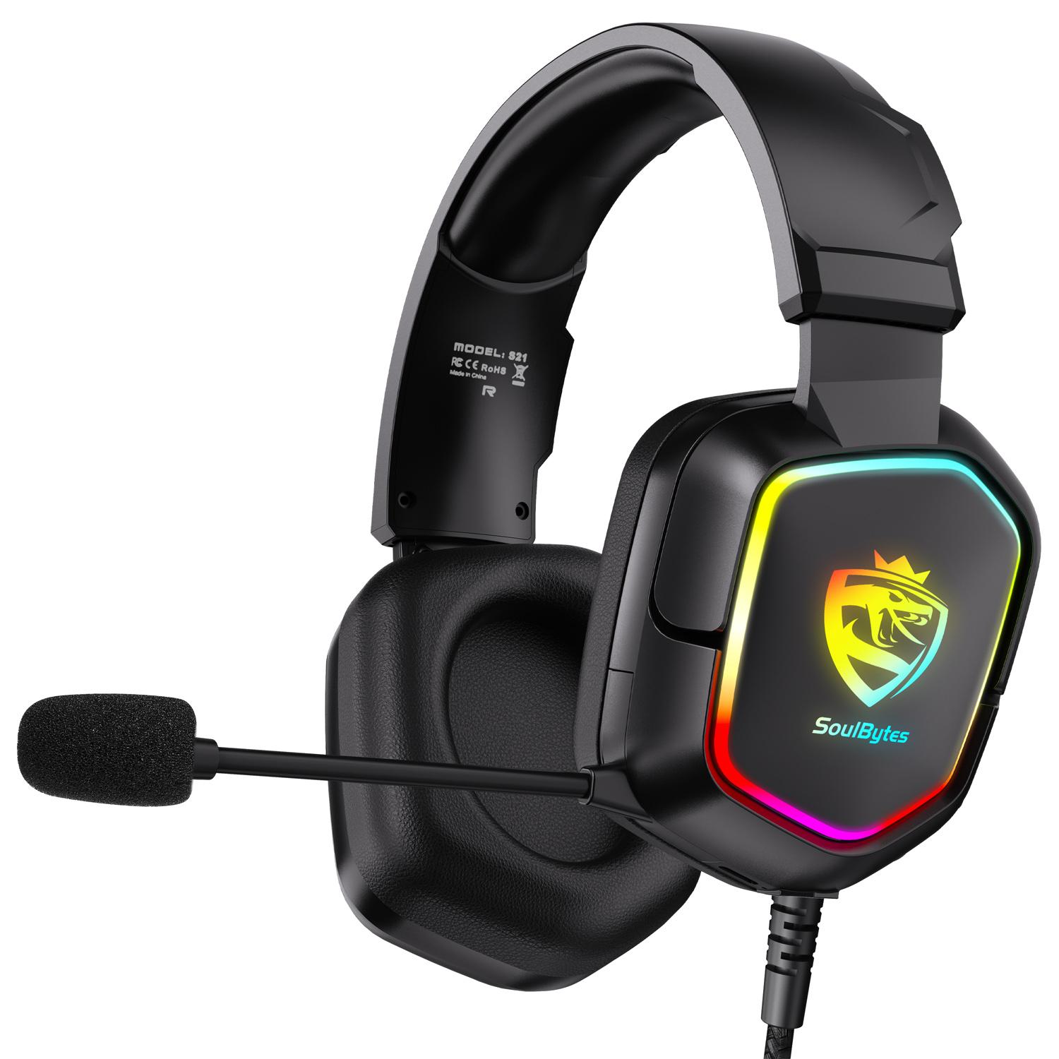 SoulBytes S21 Omni-directional Lightweight Memory Foam Ear Cushions Headset with Mic, Length: About 2m(Blac) - Shopkiz.com