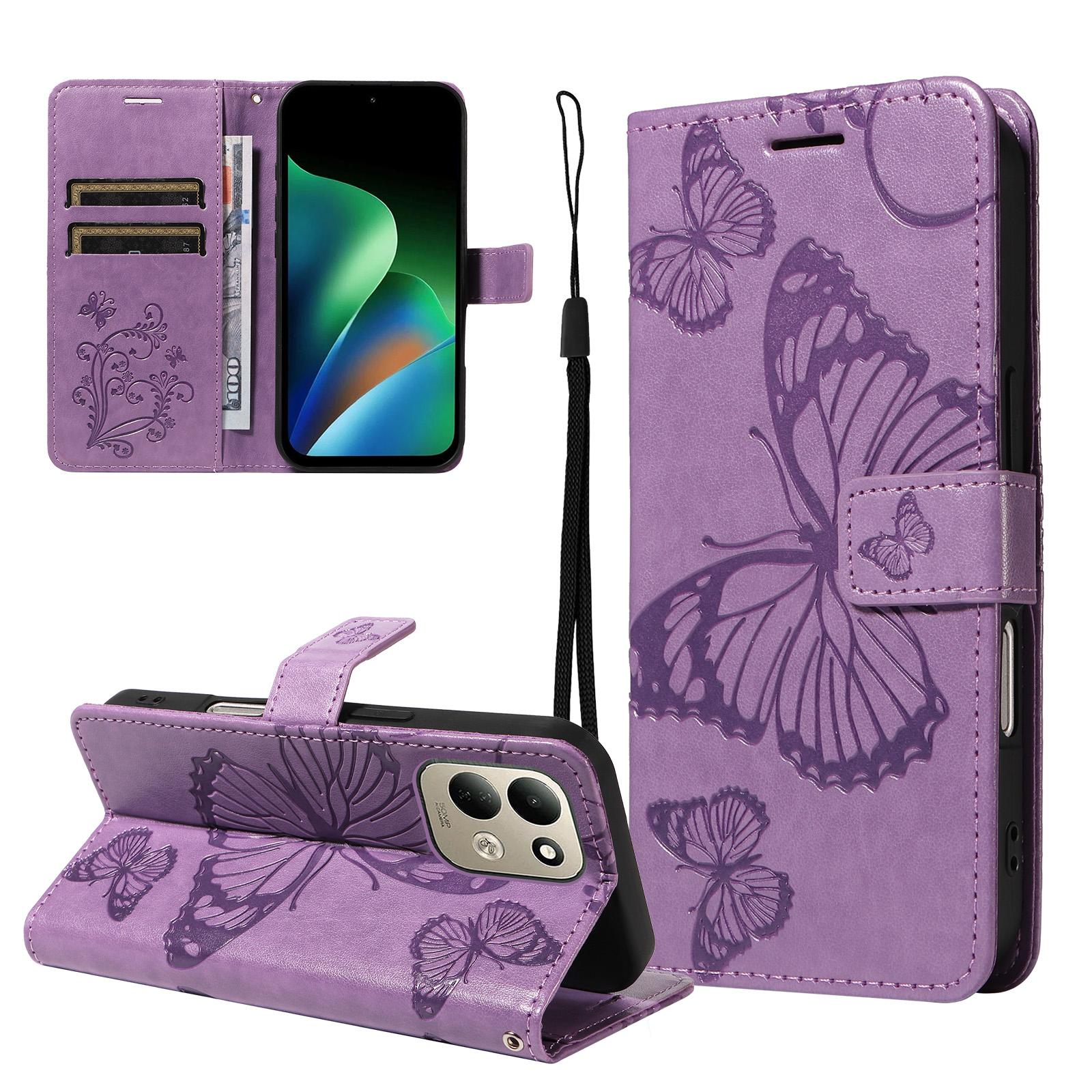 For Redmi 17 5G / 4G Global 170mm 3D Butterfly Embossed Pattern Flip Leather Phone Case(Purple) - Shopkiz.com