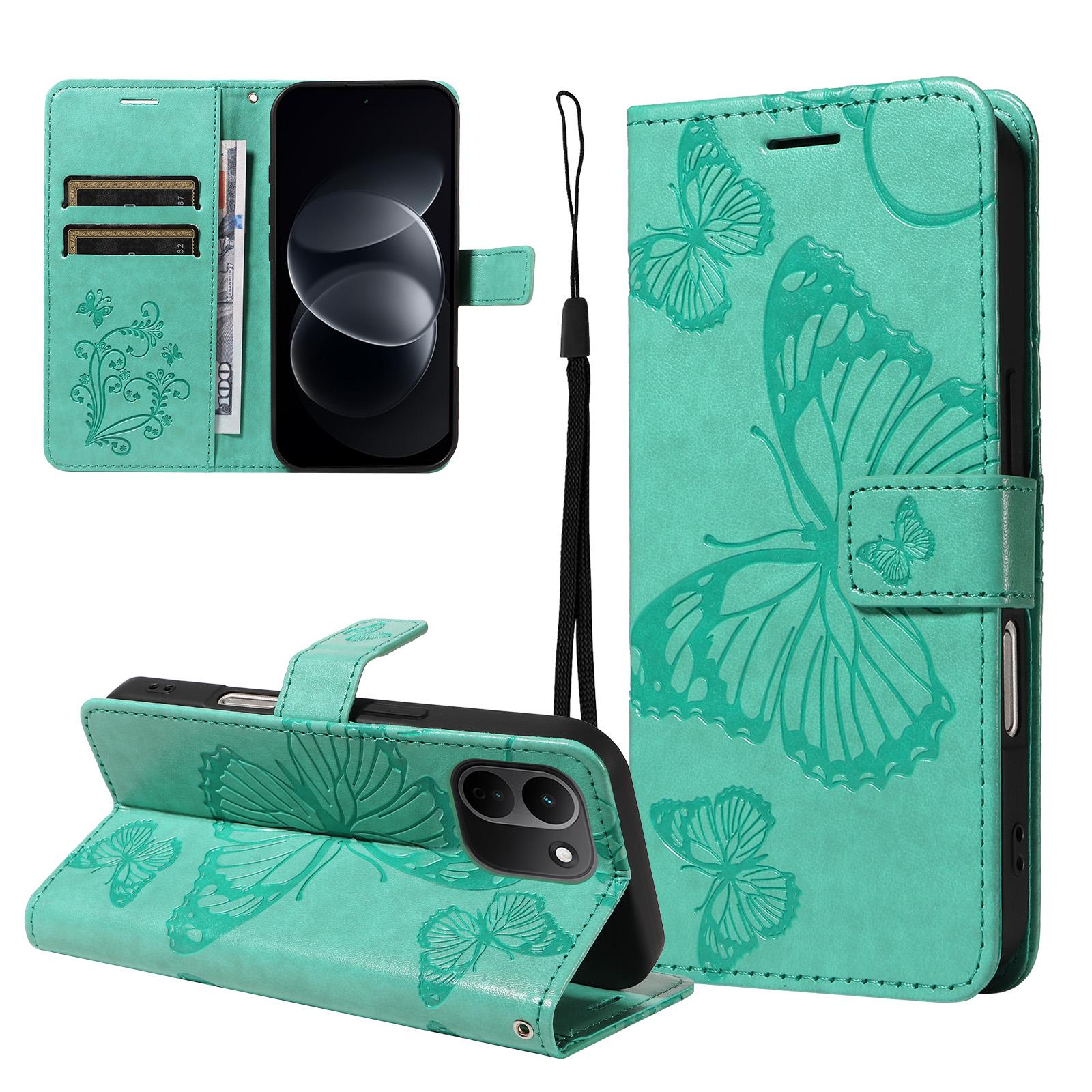 For Redmi Note 17 Pro+ 5G Global 163mm 3D Butterfly Embossed Pattern Flip Leather Phone Case(Green) - Shopkiz.com
