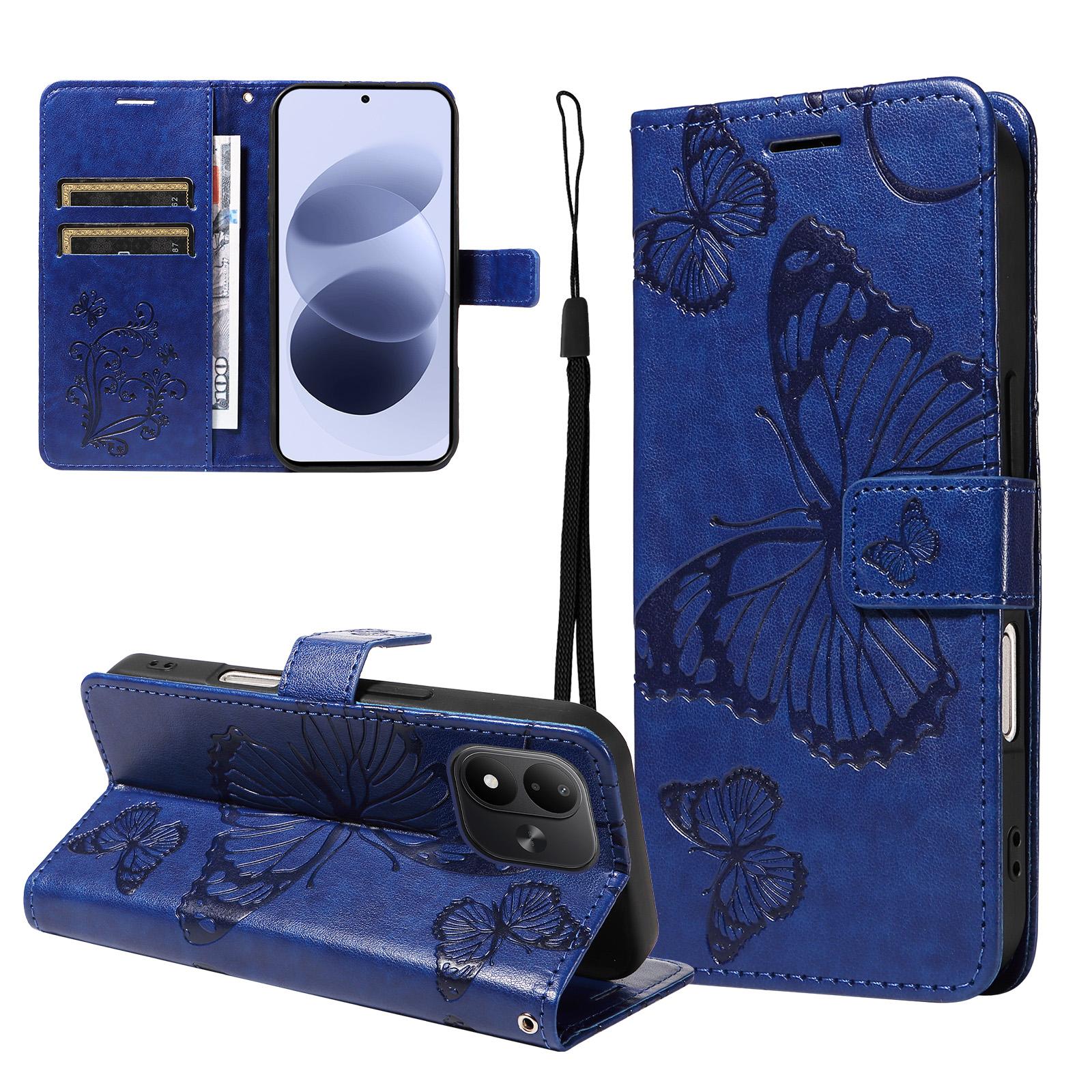 For Redmi Note 17 5G/4G Global 171mm 3D Butterfly Embossed Pattern Flip Leather Phone Case(Blue) - Shopkiz.com