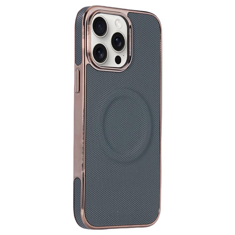 For iPhone 13 Pro Max Electroplating Soft Side Sticker Leather MagSafe Phone Case(Dark Green) - Shopkiz.com