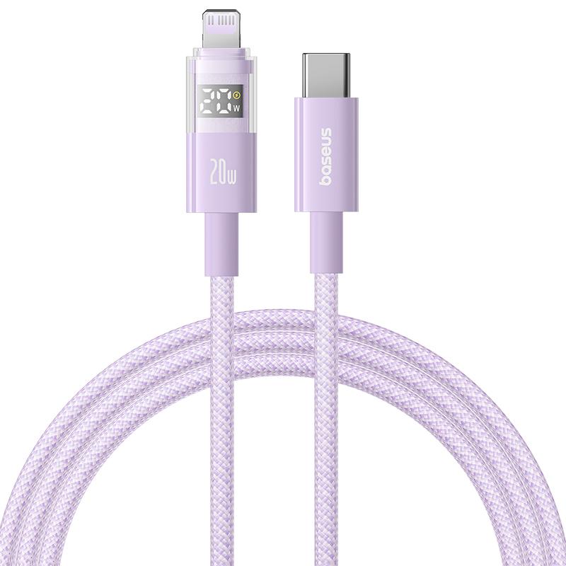 Baseus Display 20W Type-C to 8 Pin Fast Charging Cable, Length:1m(Purple) - Shopkiz.com