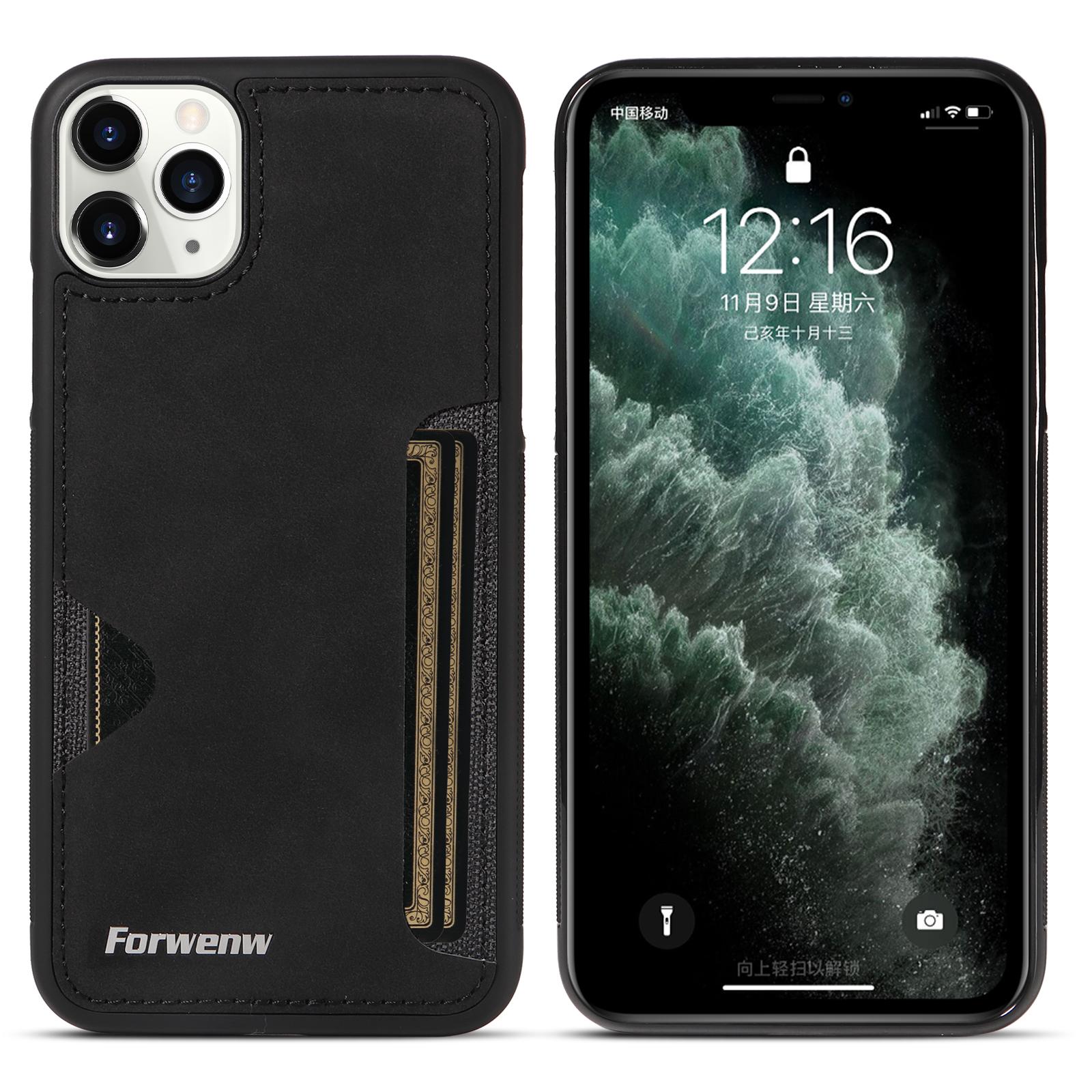 For iPhone 11 Pro Max Forwenw F5 Series Integrated Card Bag Phone Case(Black) - Shopkiz.com