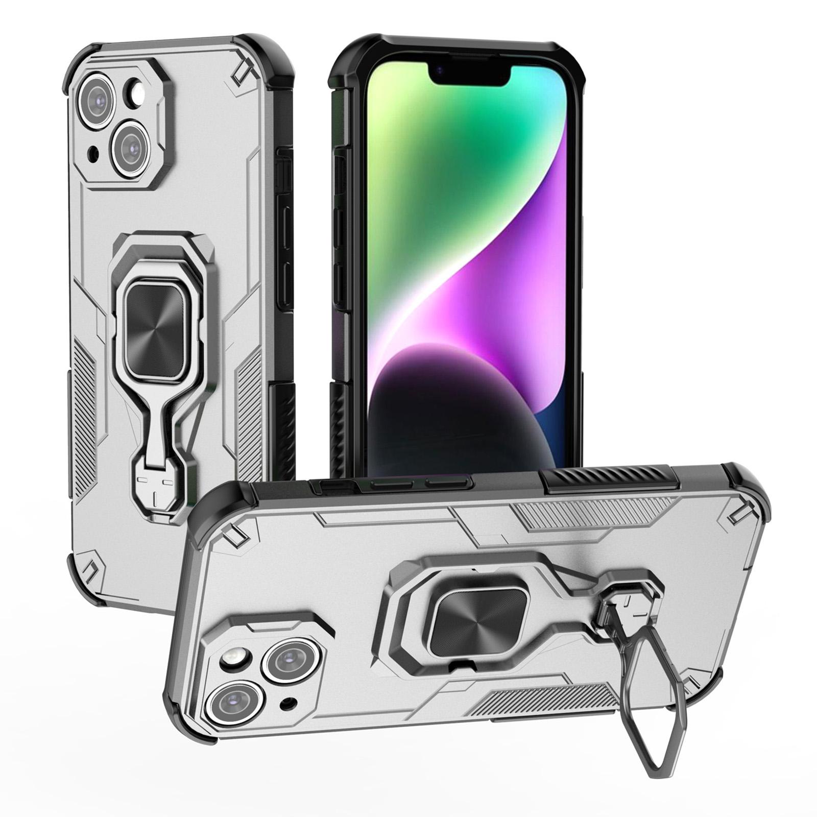 For iPhone 15 Metal Kickstand TPU Hybrid PC Phone Case(Grey) - Shopkiz.com